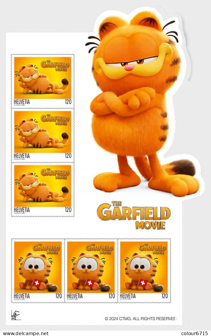 Switzerland 2024 Garfield — Kino Film Stamp Sheetlet MNH - Nuovi