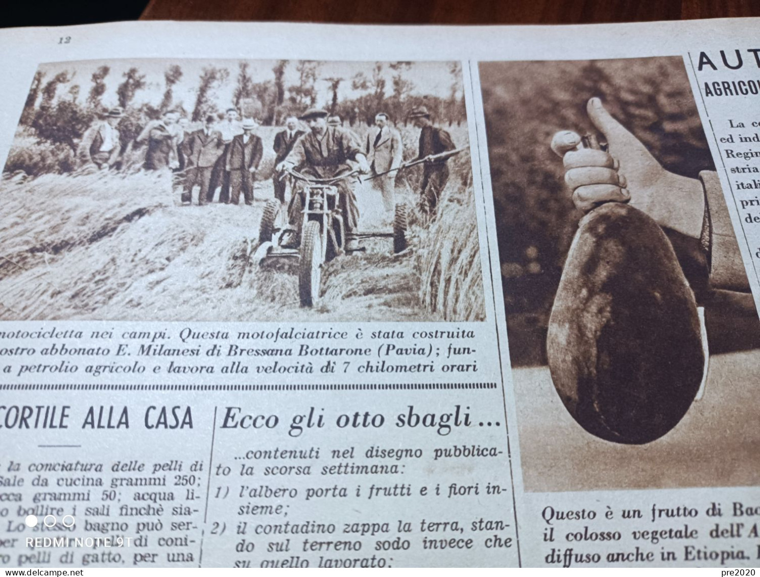 DOMENICA DELL’AGRICOLTORE 1940 GIOIA TAURO MANDURIA BARBARANO ROMANO RUSSI BRESSANA BOTTARONE - Other & Unclassified