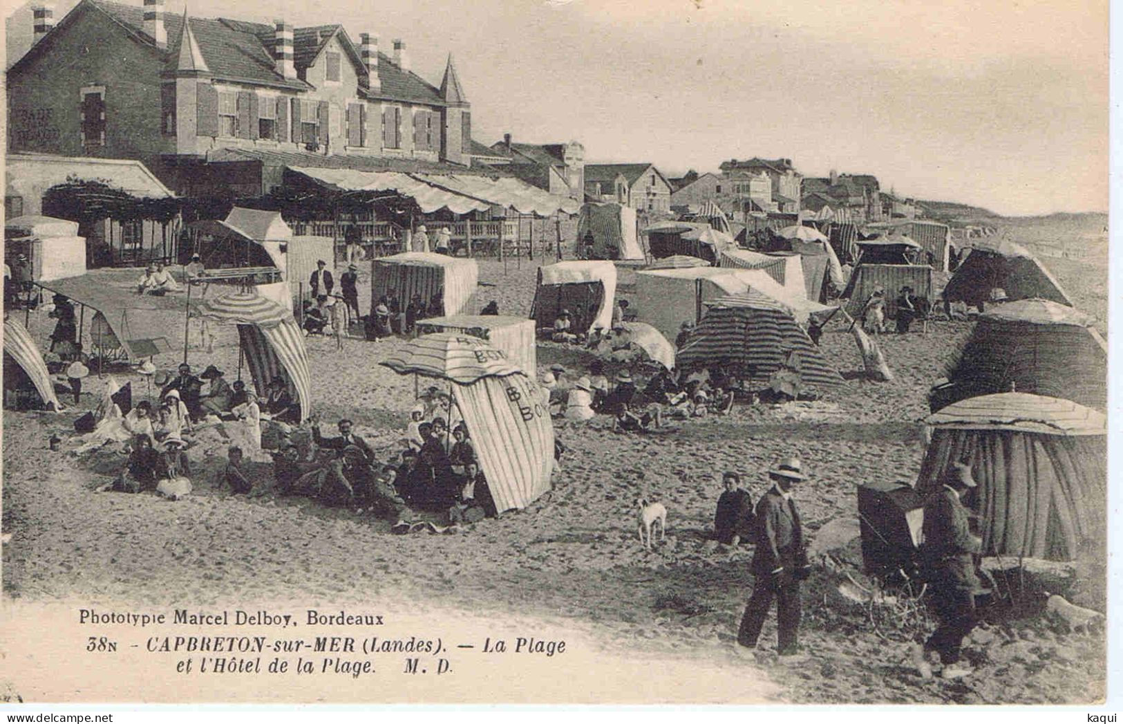 LANDES - CAPBRETON-sur-MER - La Plage Et L'Hôtel De La Plage ( Animation ) - Phototypie Marcel Delboy - M. D. N° 38n - Capbreton