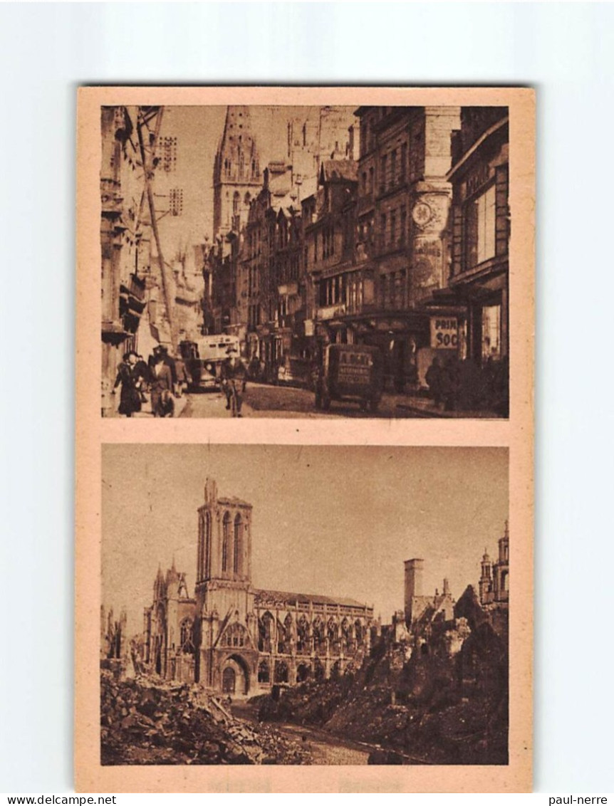 CAEN : Rue Et Eglise Saint-Pierre, Avant Et Après Guerre - état - Caen