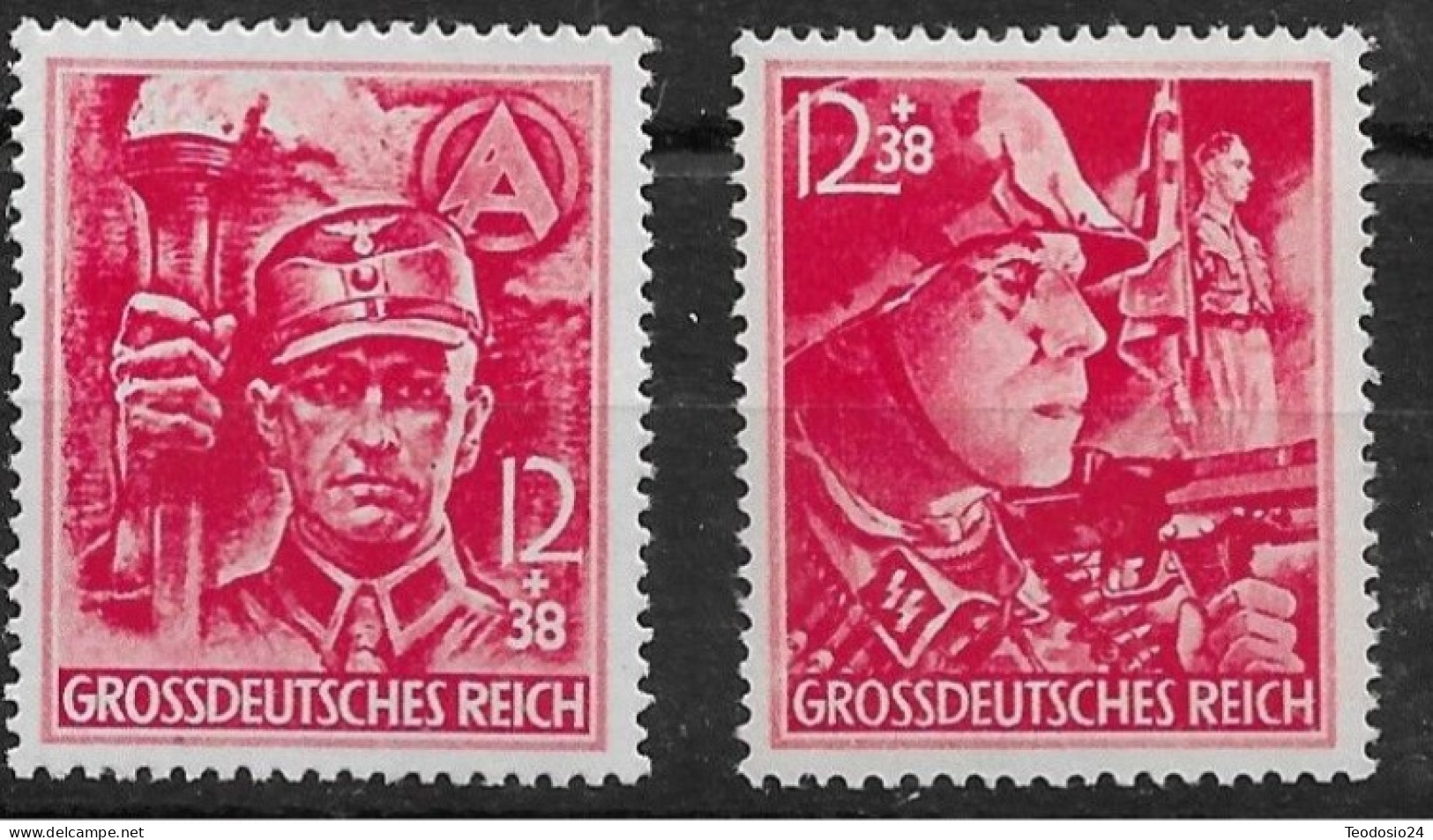 Reich 1945  Yvert 825-826  - Mi 909-910  - Soldats SA SS ** - Unused Stamps