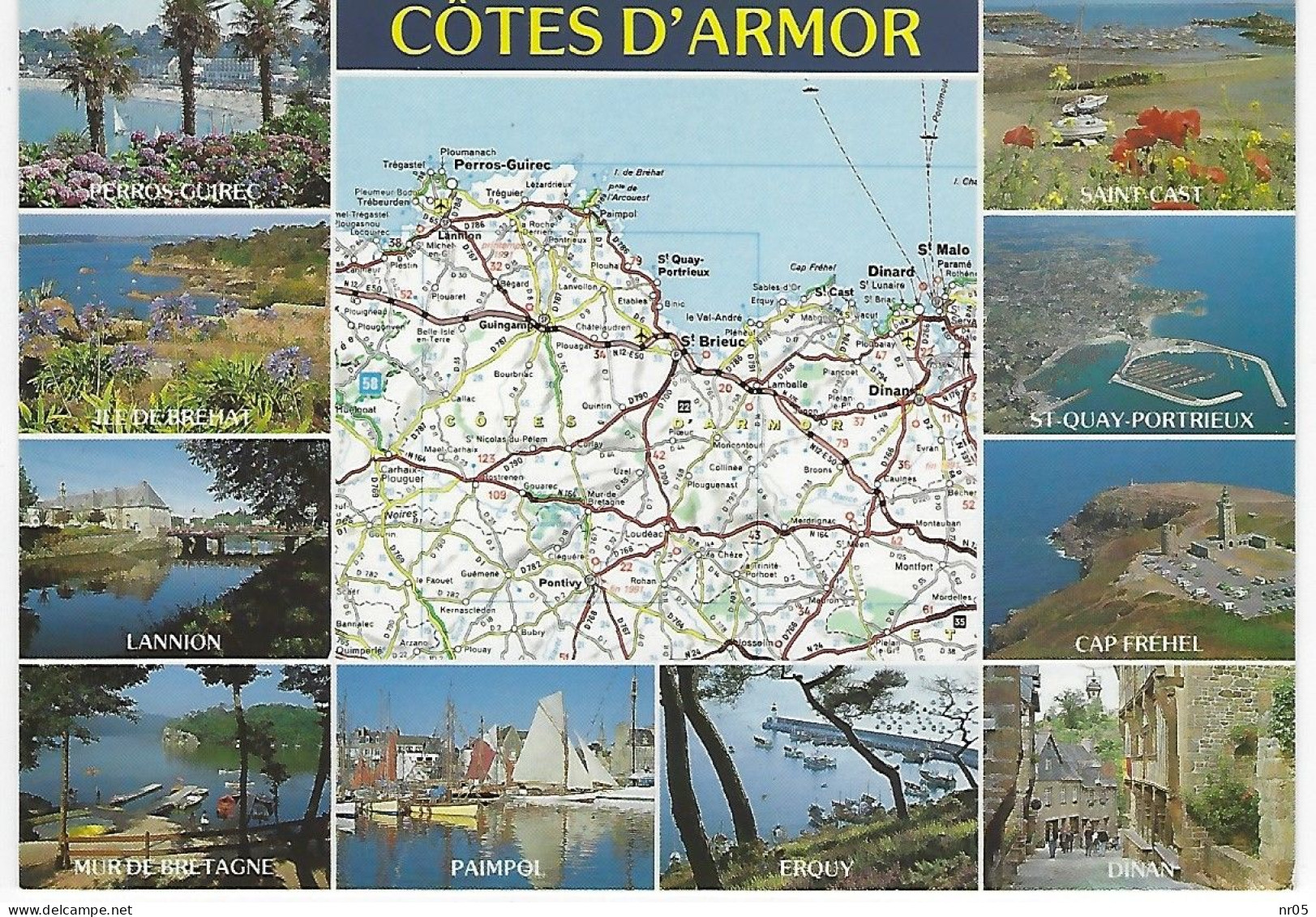 22 - Carte Contour Géographique Du Département  Des COTES D'ARMOR  ( D'apres Carte Michelin 989 ) - Cartes Géographiques