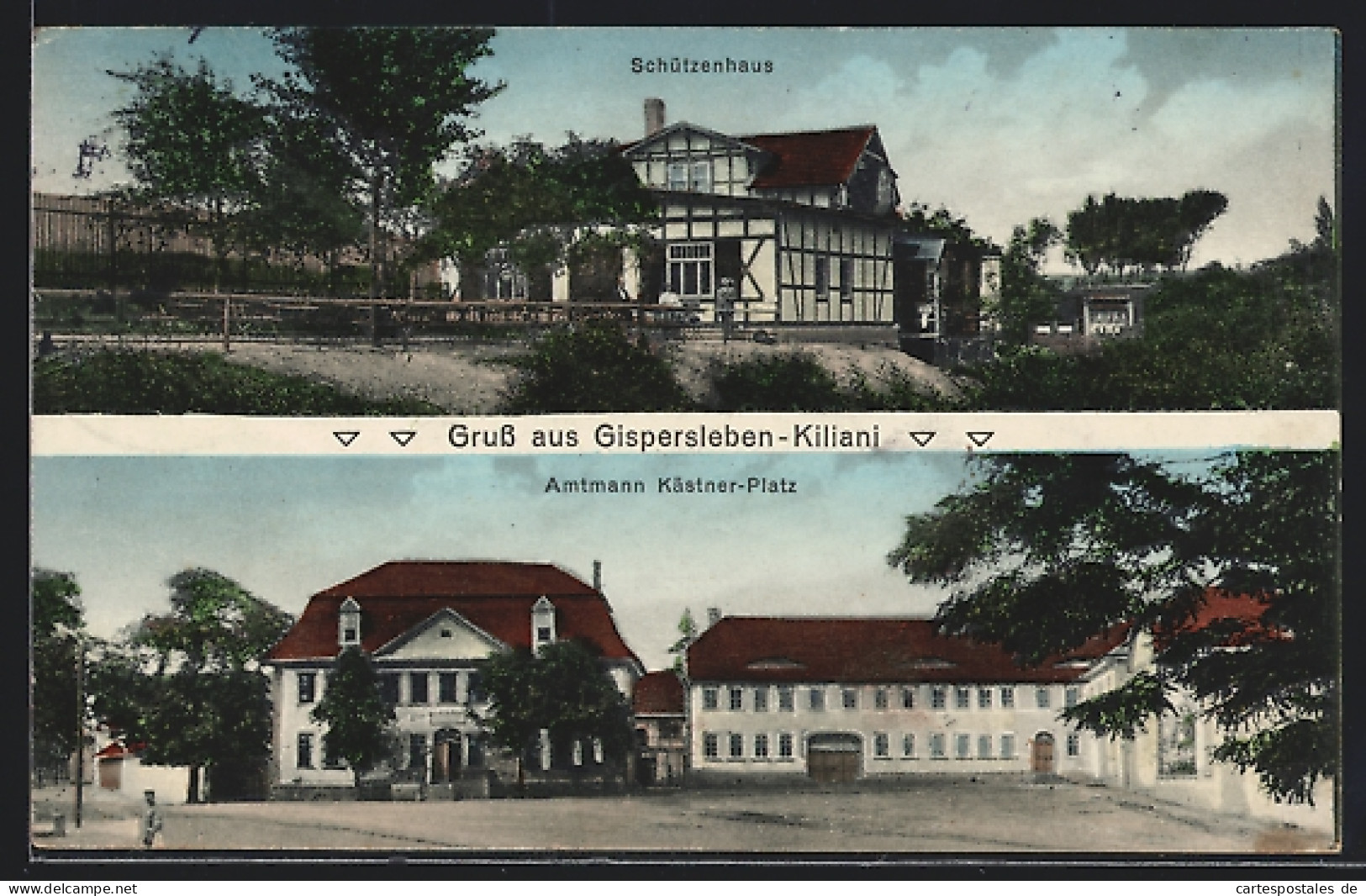 AK Gispersleben-Kiliani, Gasthof Schützenhaus, Amtmann Kästner-Platz  - Autres & Non Classés