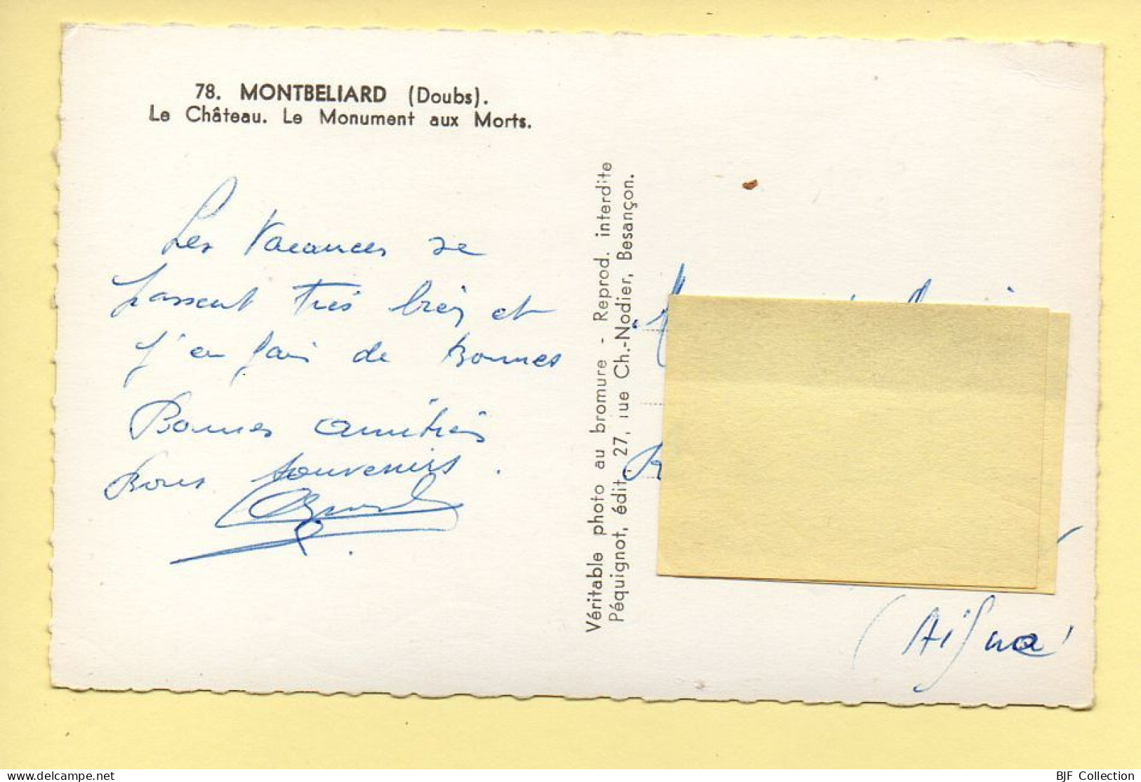 25. MONTBELIARD – Le Château – Le Monument Aux Morts / CPSM (voir Scan Recto/verso - Montbéliard