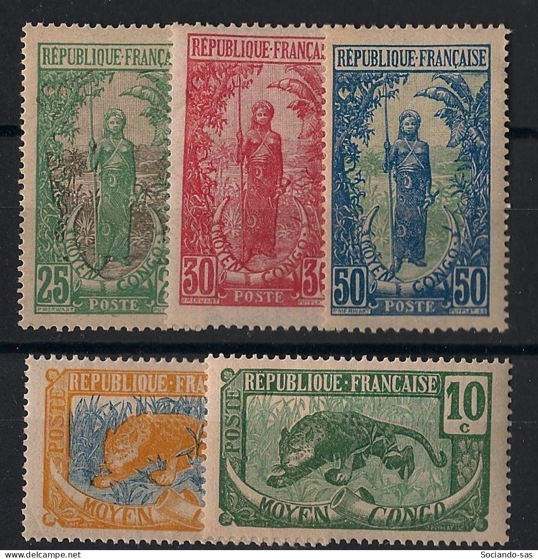 CONGO - 1922 - N°YT. 67 à 71 - Série Complète - Neuf* / MH VF - Neufs