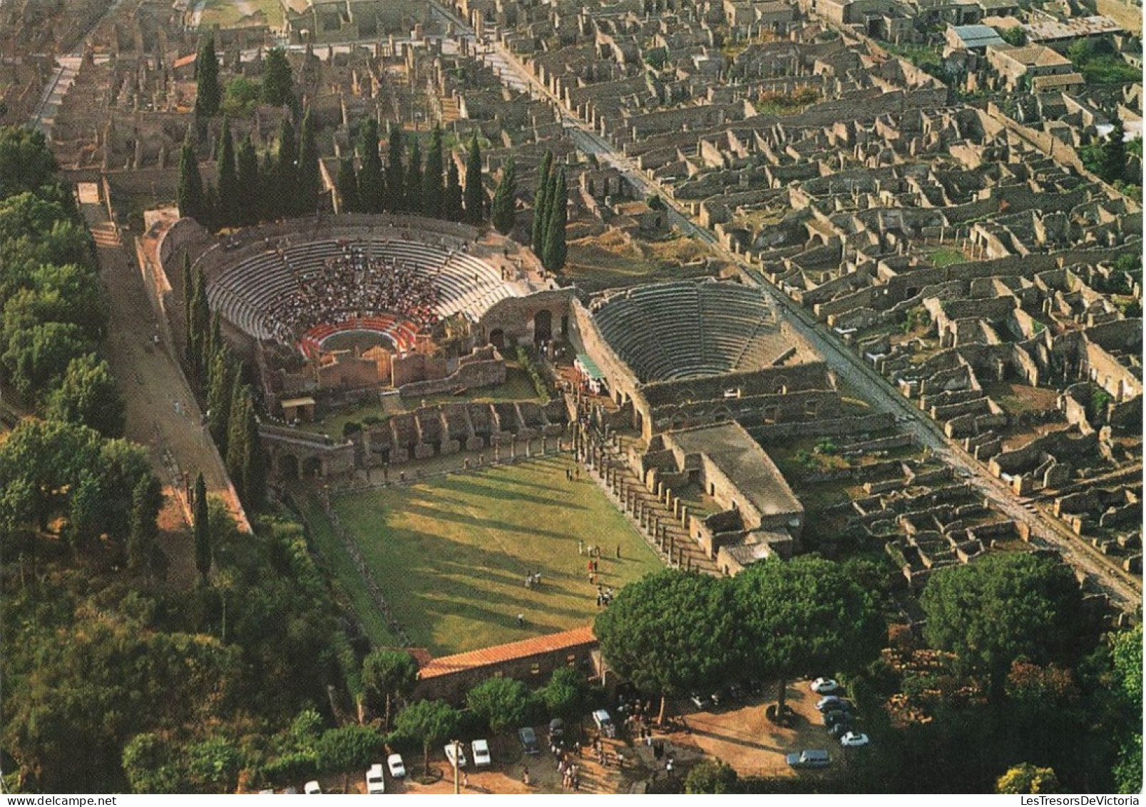 ITALIE - Pompei - Le Théâtre Petit - Le Théâtre Grand - Salle Des Gladiateurs - Vue Aérienne - Carte Postale Ancienne - Pompei