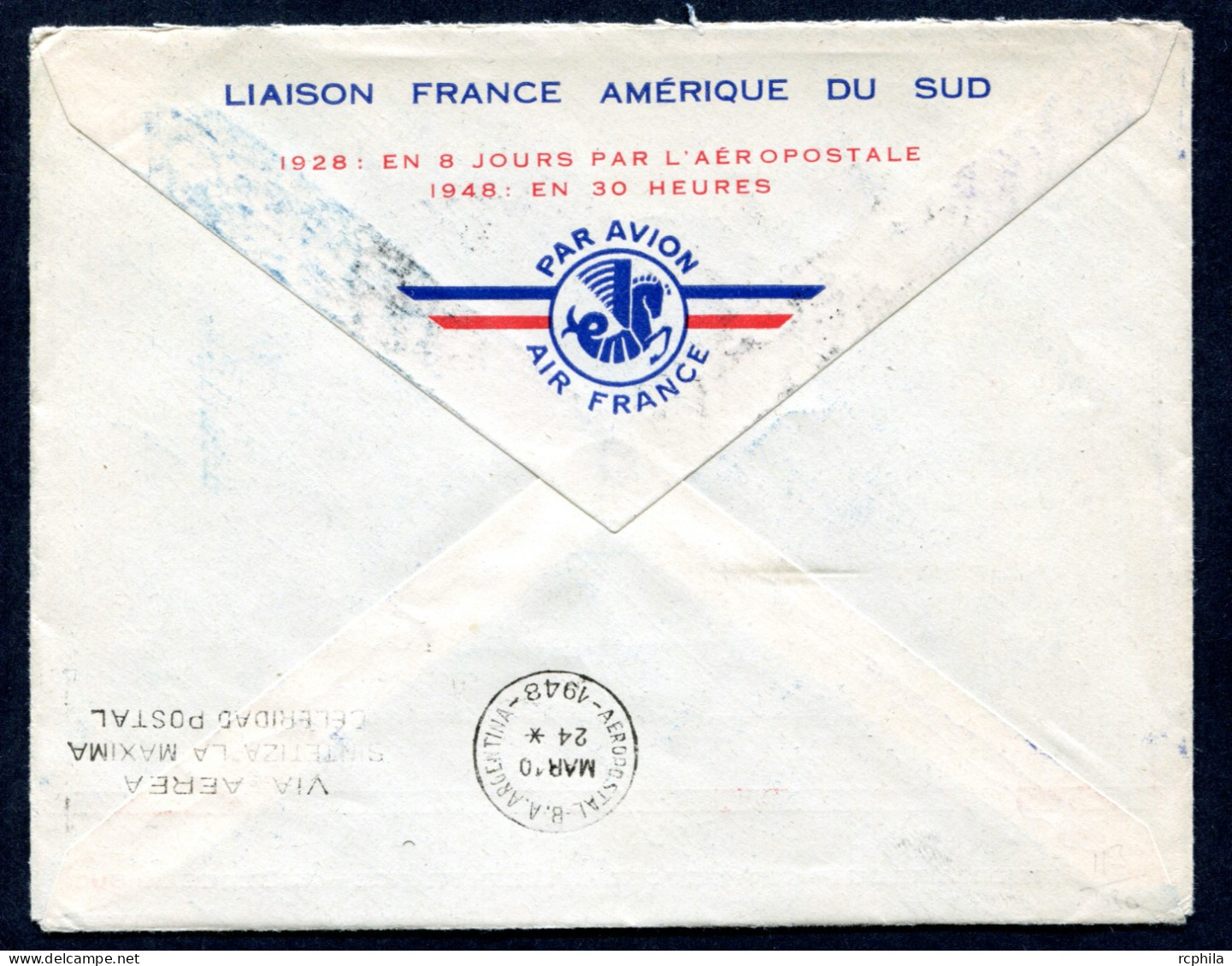 RC 27664 FRANCE 1948 FRANCE - AMERIQUE DU SUD 20e ANNIVERSAIRE 1er VOL FFC - TB - 1927-1959 Cartas & Documentos