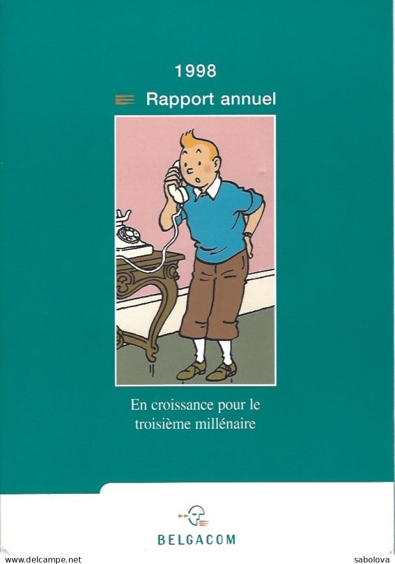 Tintin Hergé  1998 Rapport Annuel Belgacom Avec 18  Vignettes Dérivées Des Albums Tintin. 60 Pages - Werbeobjekte
