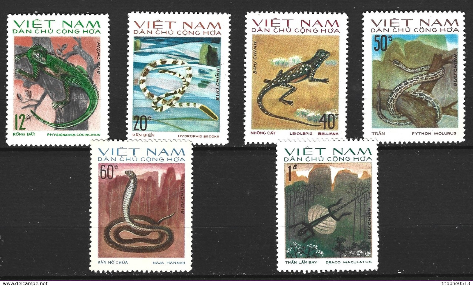 VIET NAM DU NORD. Les Timbres "Serpents & Lézards" De La Série N°875-82 De 1975. - Serpents