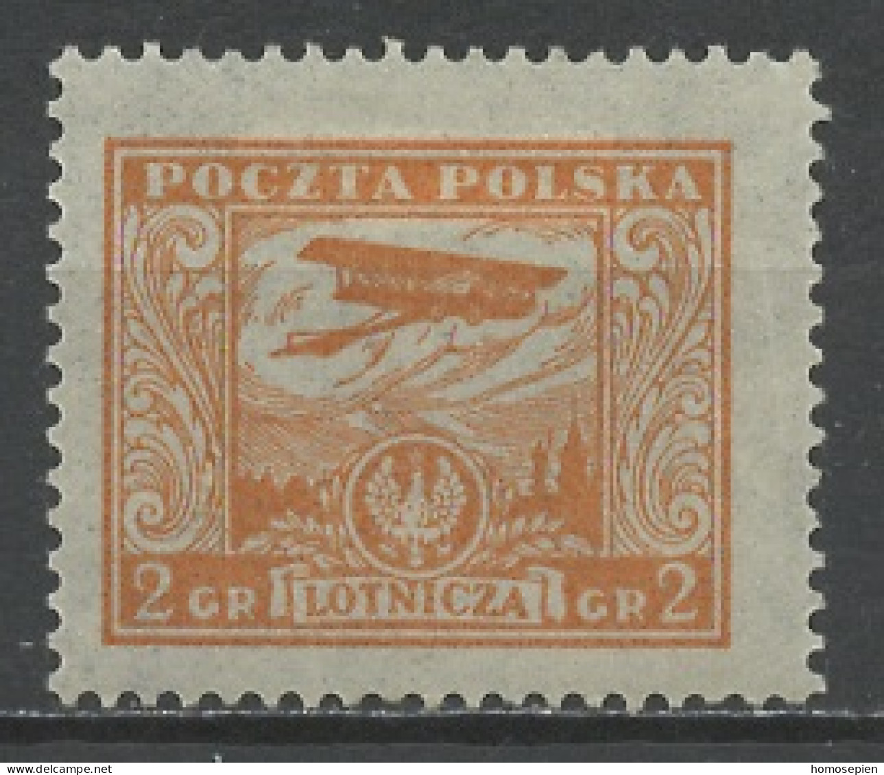 Pologne - Poland - Polen Poste Aérienne 1925 Y&T N°PA2 - Michel N°F225 * - 2g Biplan Survolant Varsovie - Ungebraucht