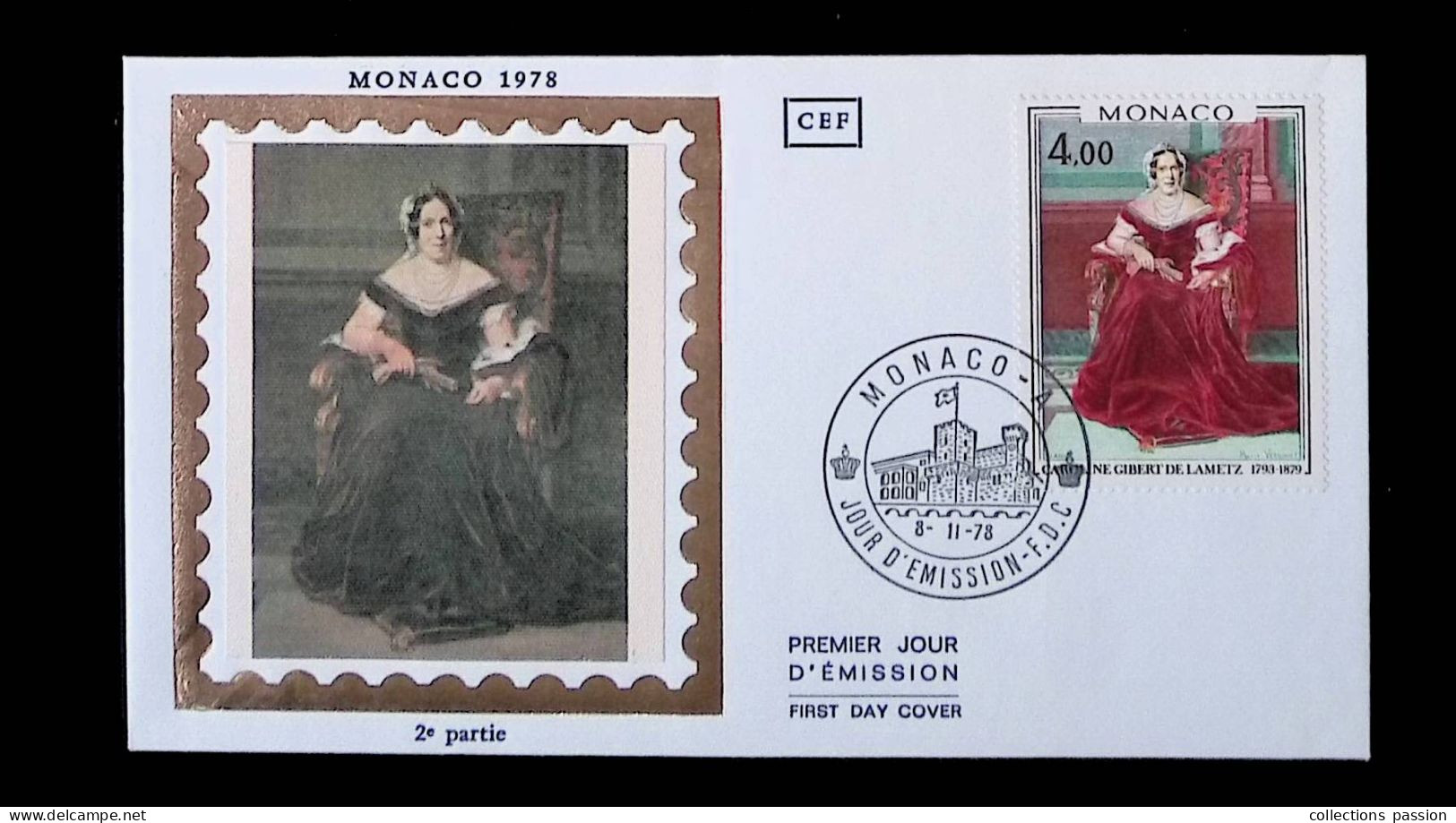 CL, FDC, Premier Jour, Monaco-A, 8-11-1978, Caroline Gibert De Lametz, 1793-1879 - FDC