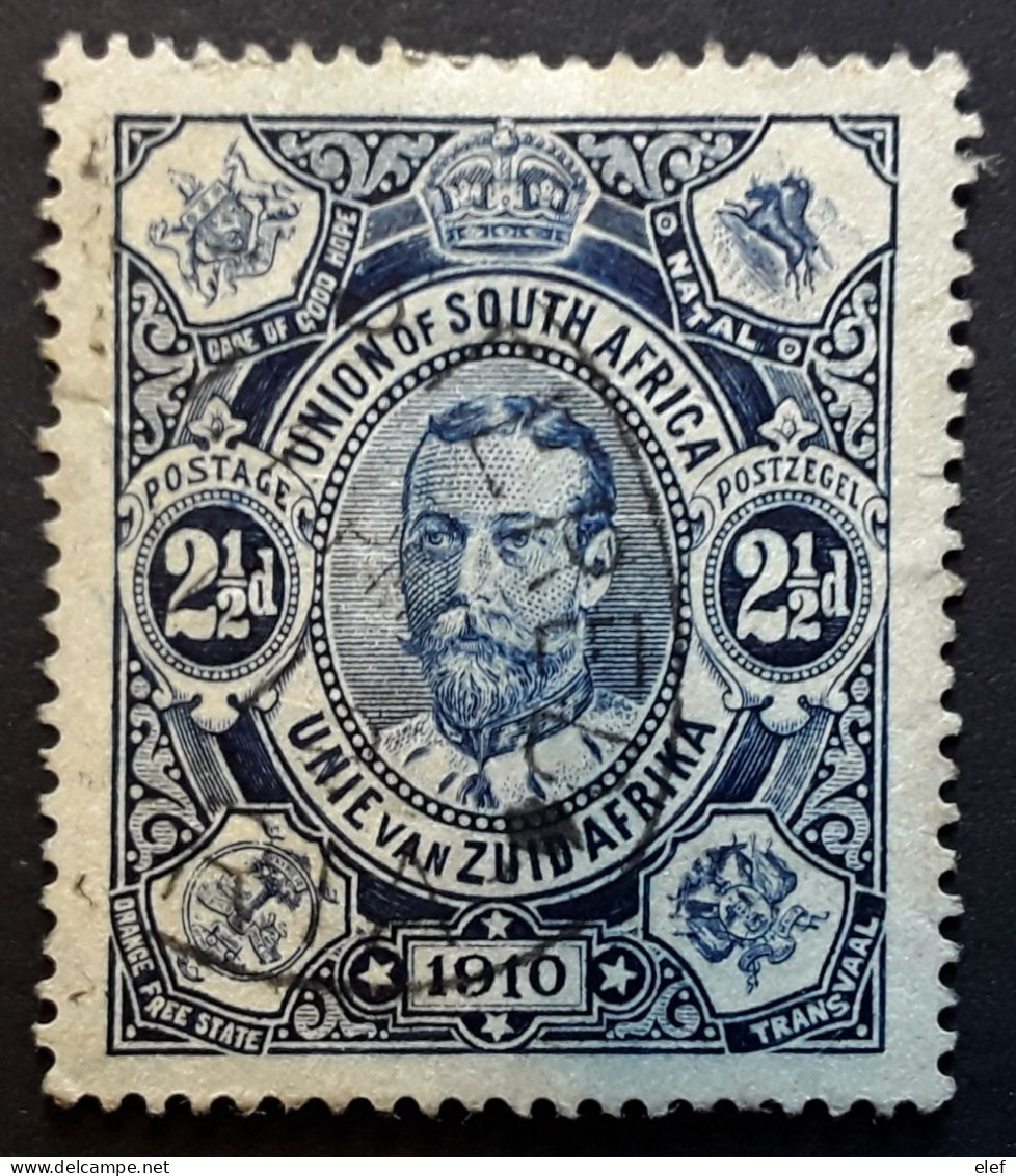 Union Of SOUTH AFRICA 1910 , King George V , Yvert No 1, 2 1/2 Pence Bleu Sur Azure Obl TB - Gebruikt