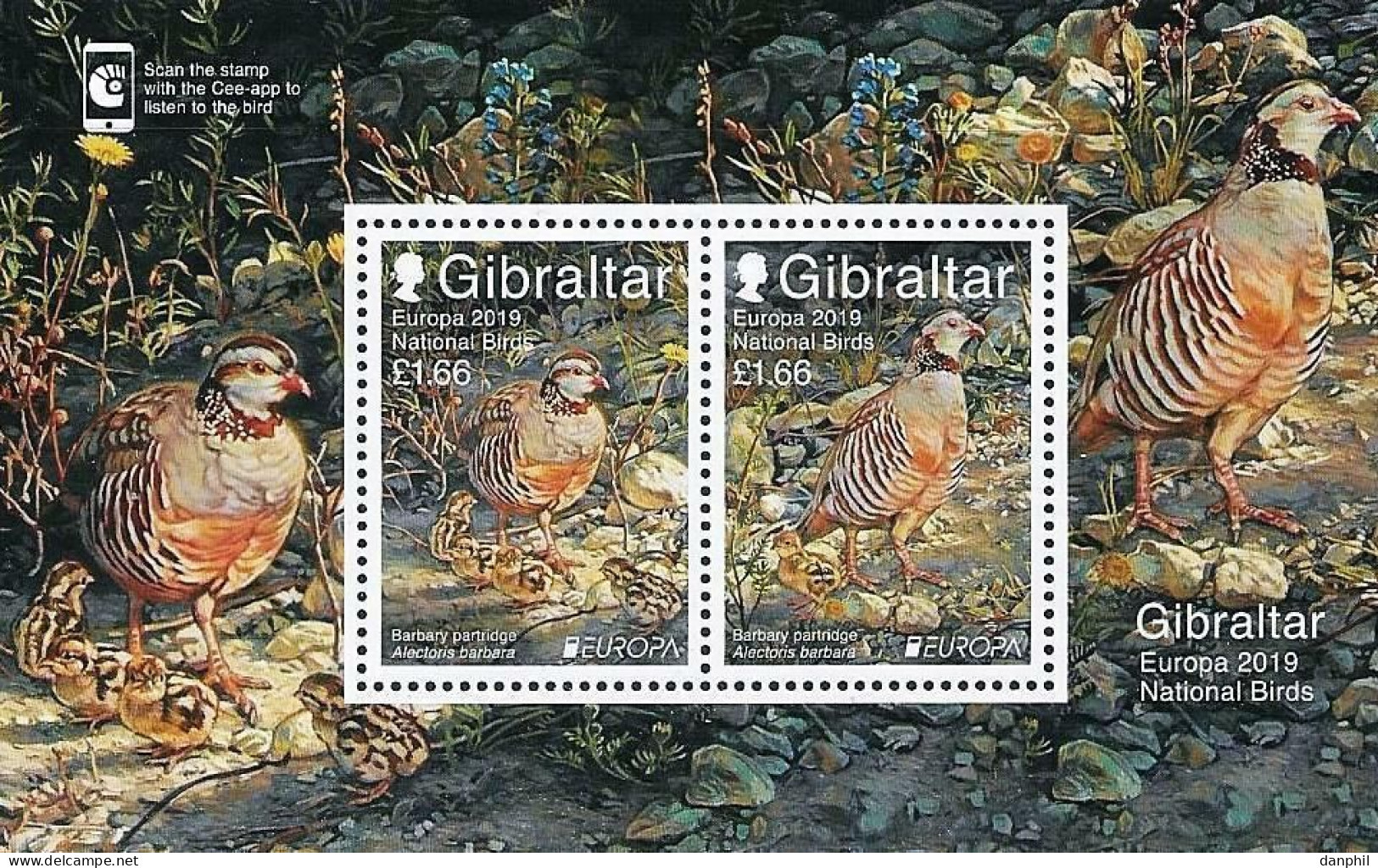 Gibraltar 2019 Europa CEPT (**)  Mi Bl. 138 Y&T F1897 - BIRDS - ROCK CHICKEN - Gibraltar