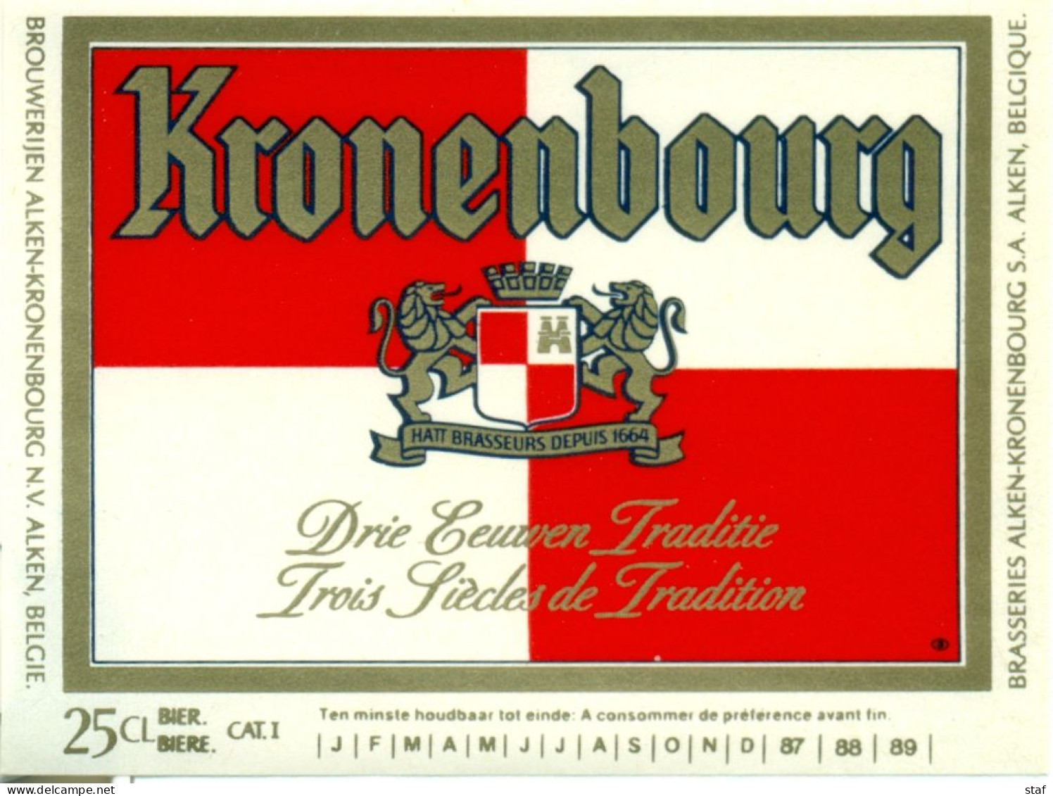 Oud Etiket Bier Kronenbourg - Brouwerij / Brasserie Alken-Kronenbourg - Bière