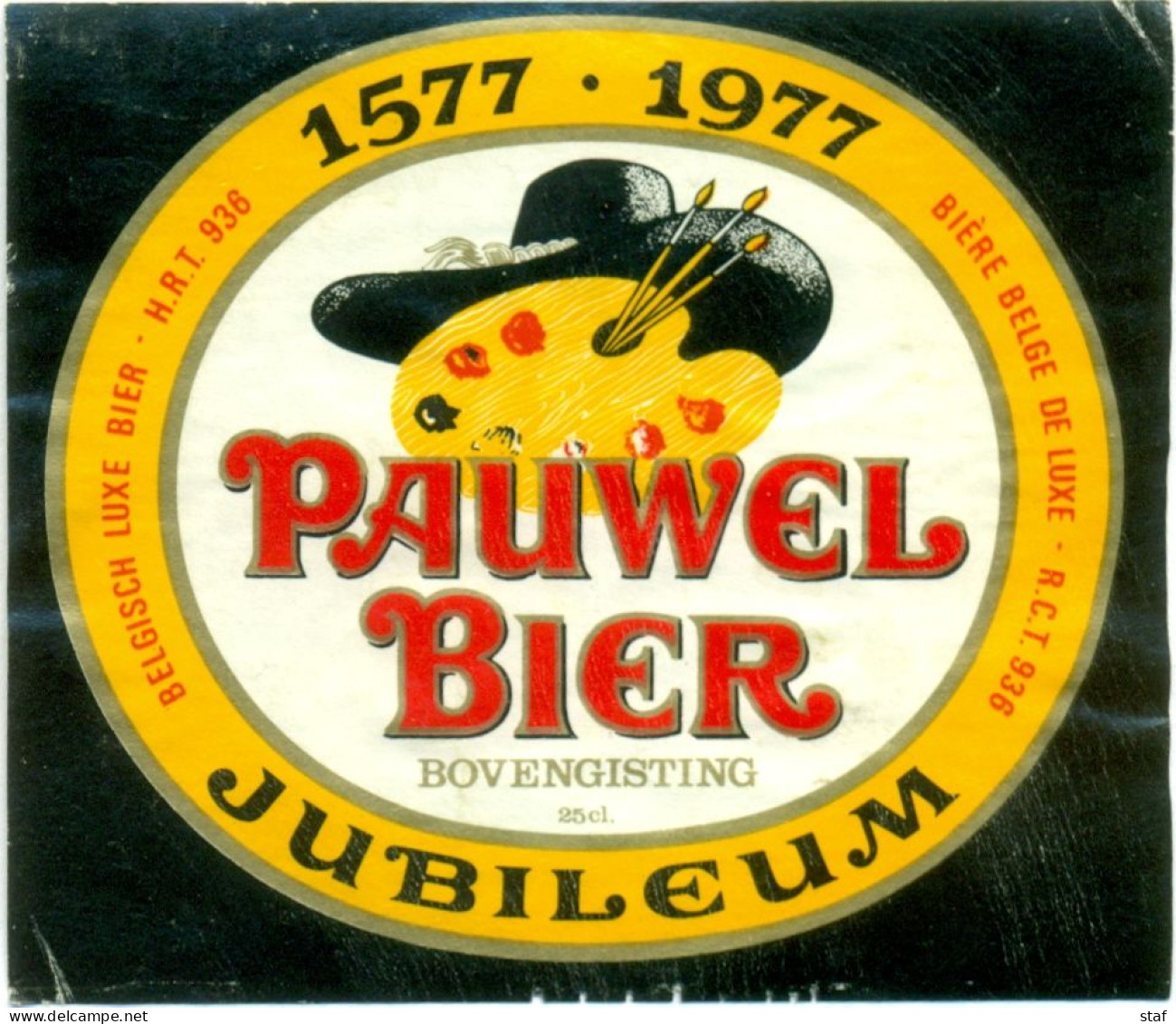 Oud Etiket Bier Pauwel Bier Jubileum - Brouwerij / Brasserie Alken-Kronenbourg - Birra