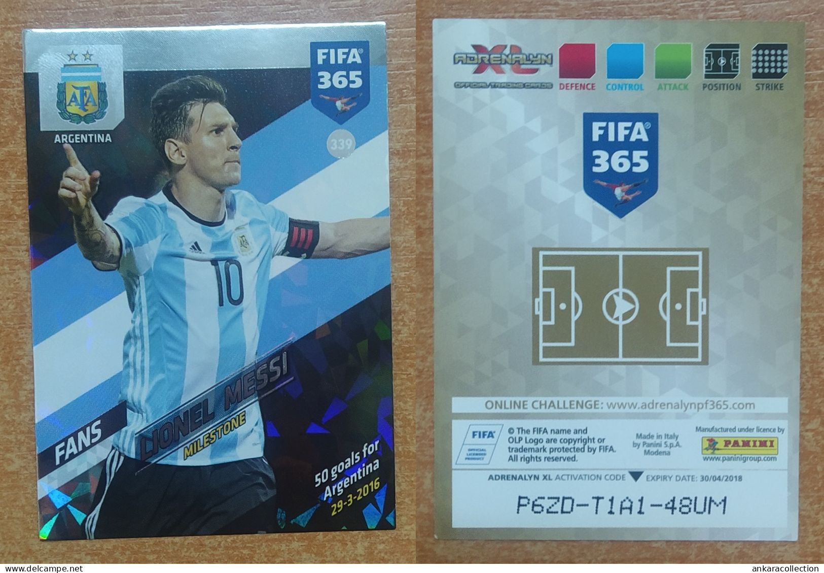 AC - 339 LIONEL MESSI  ARGENTINA  FANS MILESTONES  PANINI FIFA 365 2018 ADRENALYN TRADING CARD - Trading Cards