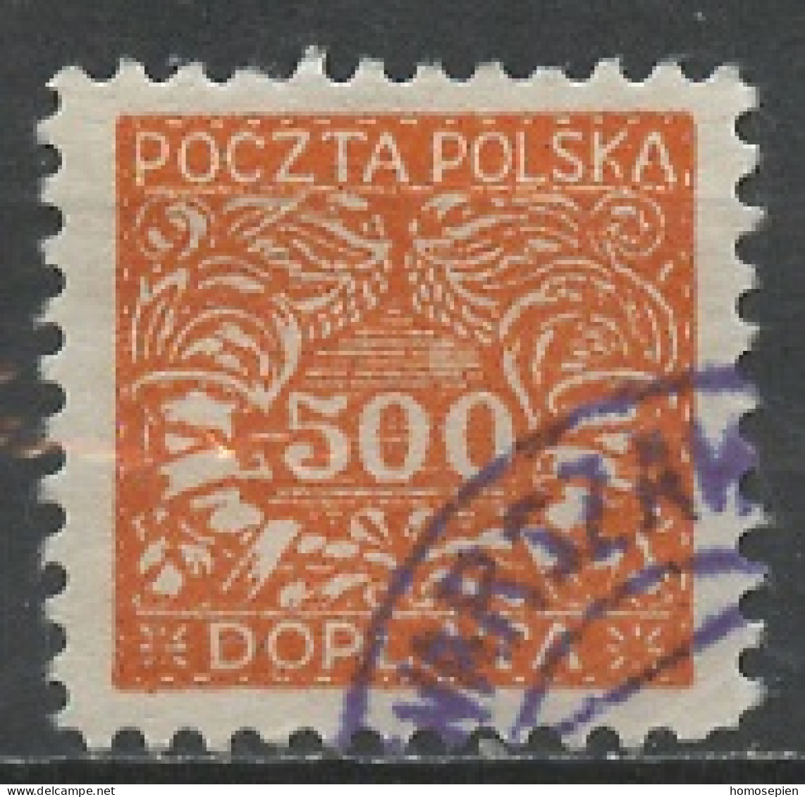 Pologne - Poland - Polen Taxe 1919 Y&T N°T21 - Michel N°P30 (o) - 500f Chiffre - Taxe