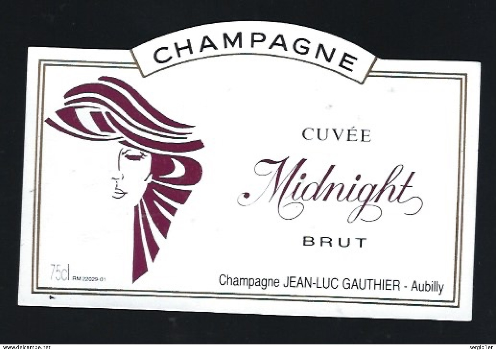 Etiquette Champagne Brut Cuvée Midnight Jean Luc Gauthier Aubilly Marne 51  "femme" - Champagne