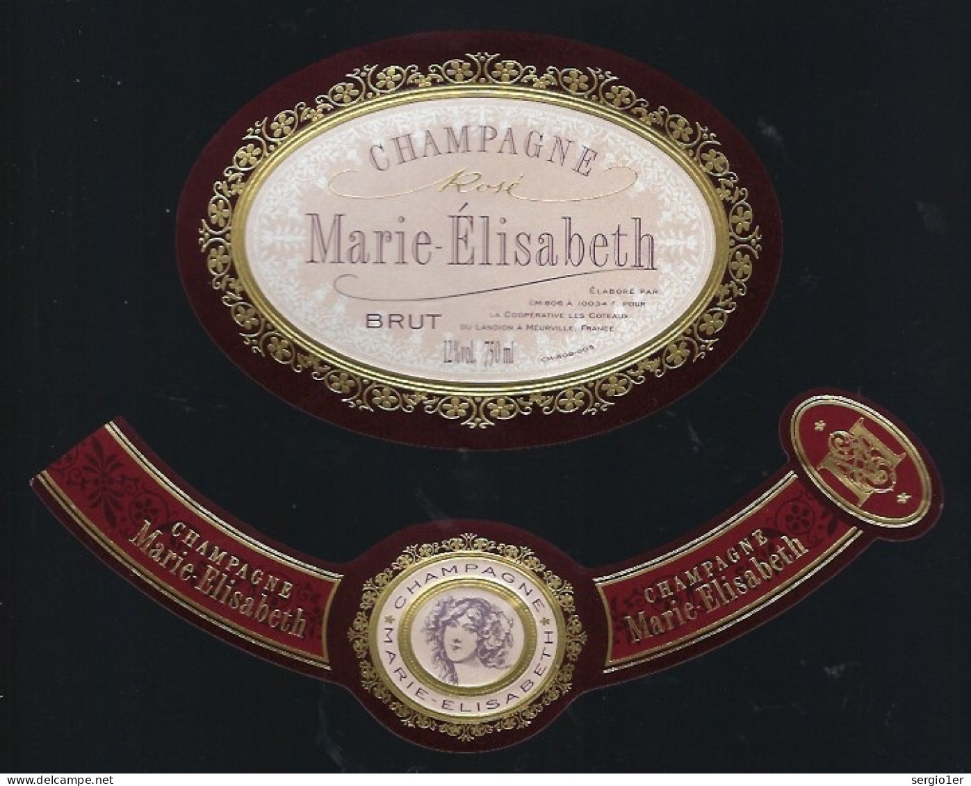 Etiquette Champagne Brut  Rosé Marie Elisabeth   "femme"  Avec Sa Collerette - Champagne