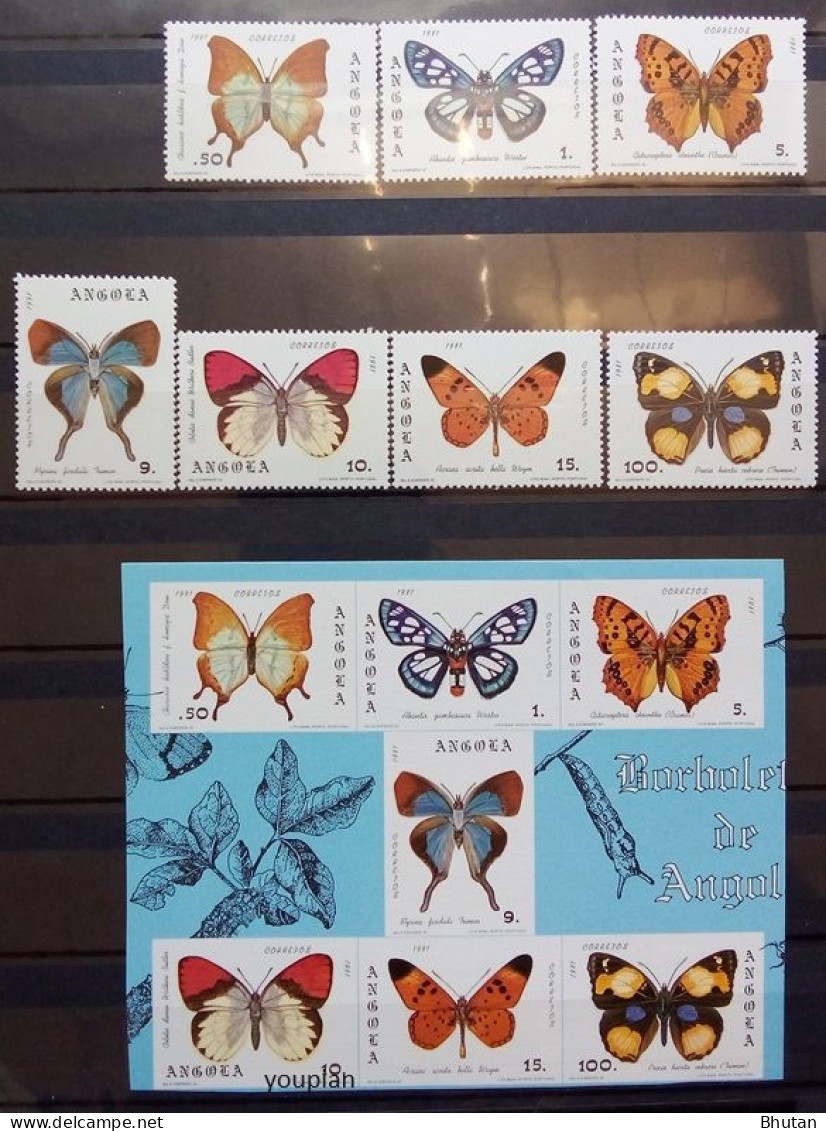 Angola 1982, Butterflies, MNH S/S And Stamps Set - Angola