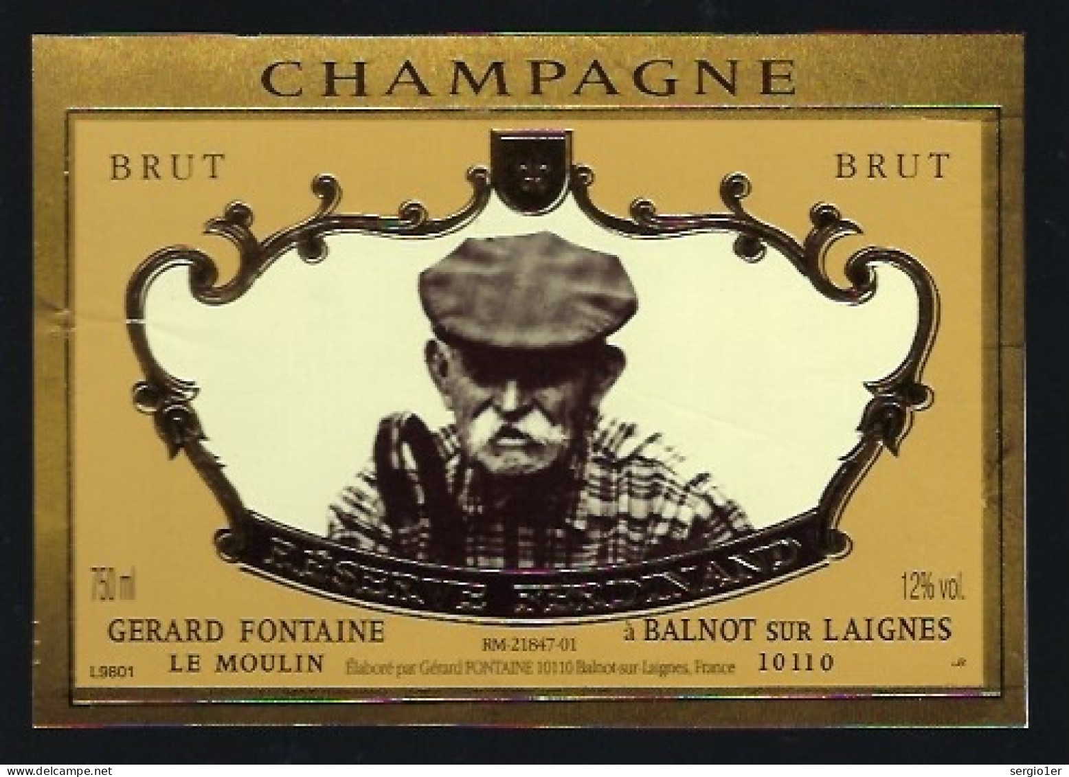 Etiquette Champagne Brut  Réserve Ferdinand  Gerard Fontaine Le Moulin Balnot Sur Laignes Aube 10 " Version2" - Champagne