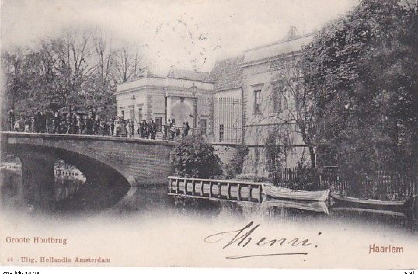 1889	56	Haarlem, Groote Houtbrug (poststempel 1902)(linkerkant Een Minuscuul Scheurtje) - Haarlem
