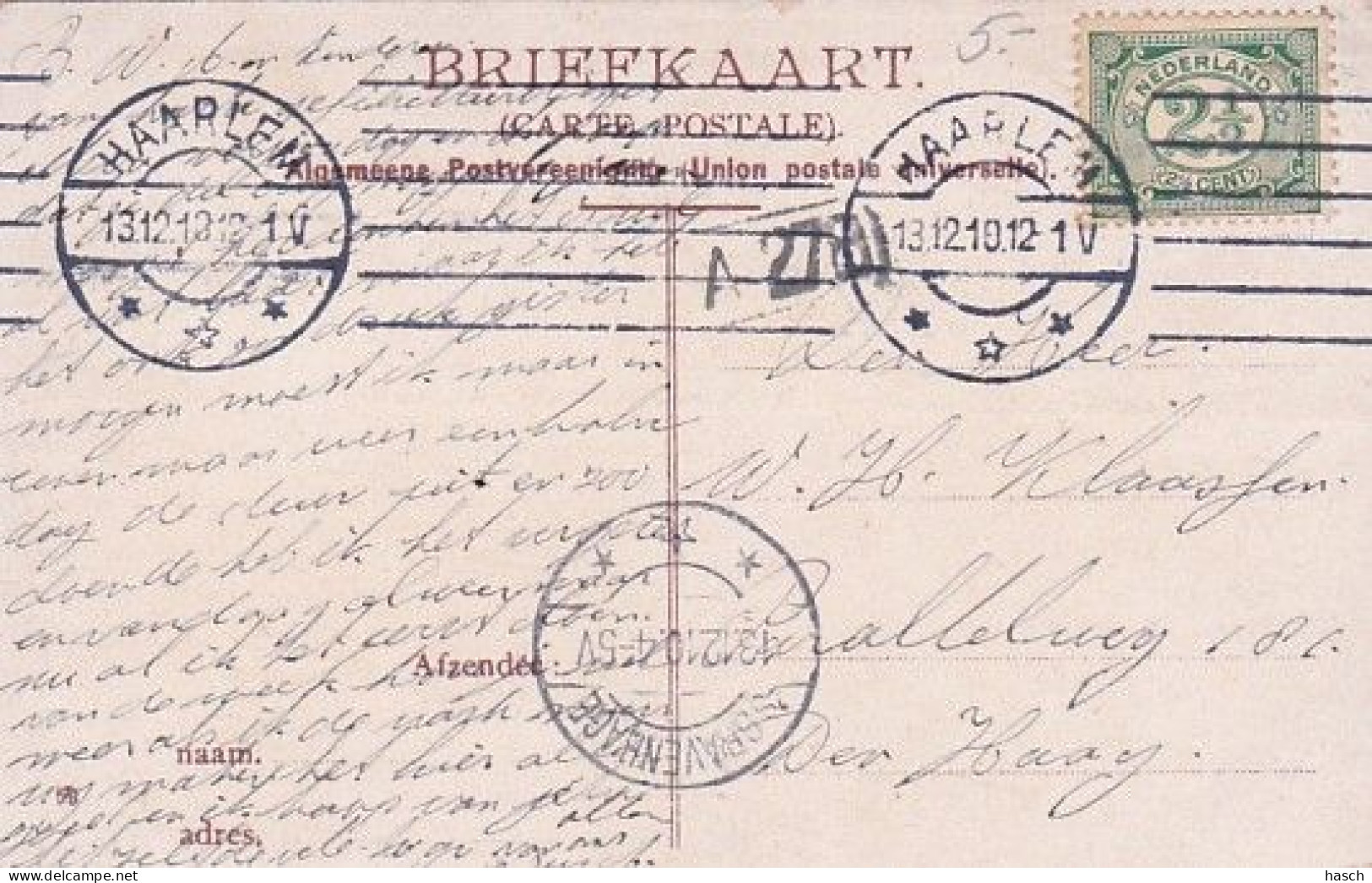 188939Heemstede, Bleekersvaartweg (poststempel 1910)  - Autres & Non Classés