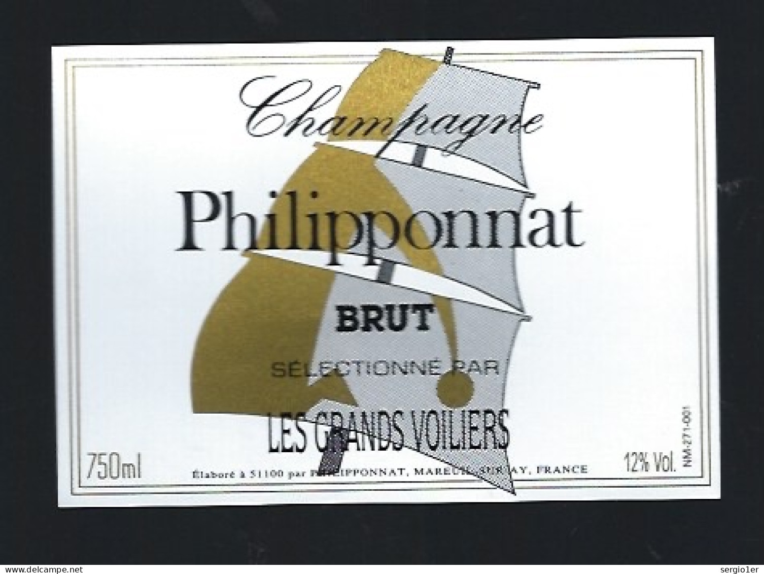 Etiquette Champagne Brut Les Grands Voiliers Philipponat Mareuil Sur Aÿ  Marne 51  "sport, Voile" - Champagne