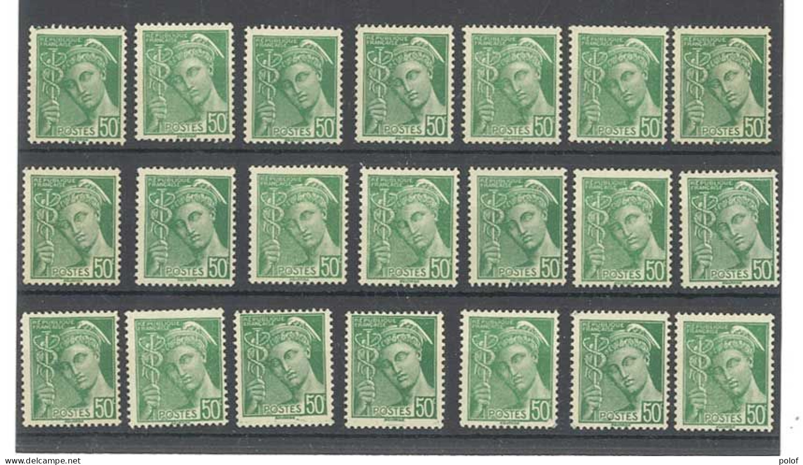 Yvert 414  - Lot De 21 Timbres Neufs Sans Traces De Charnières - 1938-42 Mercure