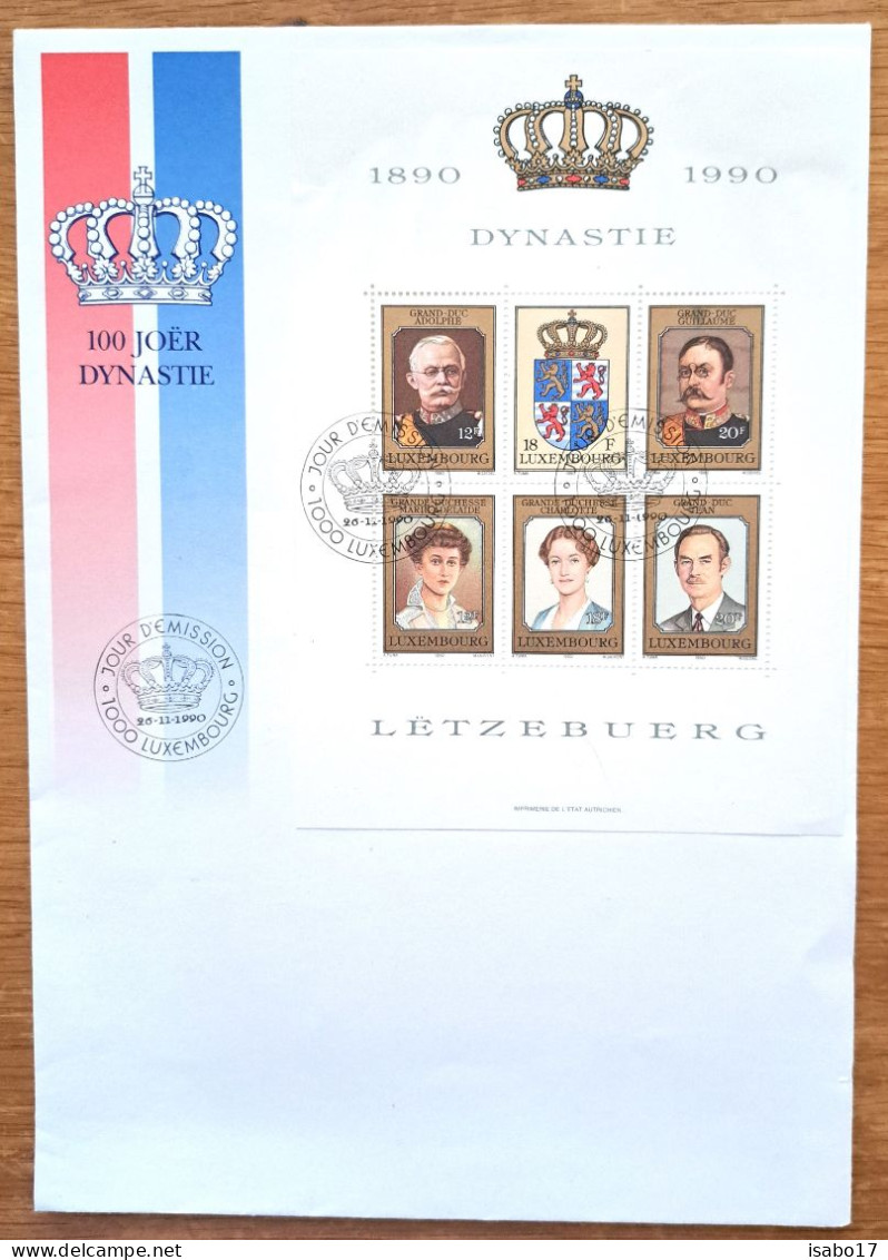 FDC E305  " Hundert Jahre Dynastie "  Luxemburg 26.11.1990  Postfrisch - FDC