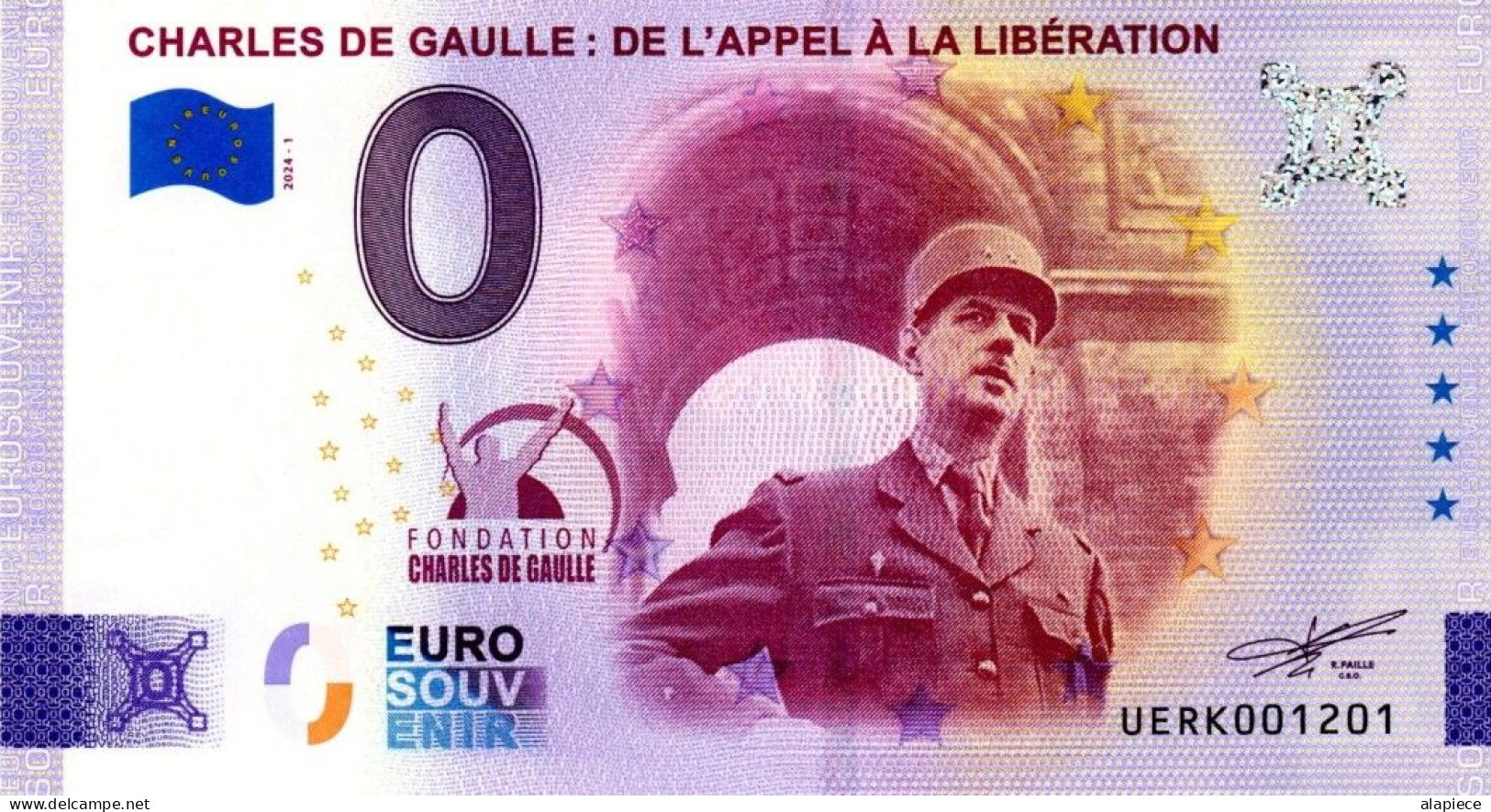 Billet Touristique - 0 Euro - France - Charles De Gaulle (2024-1) - Privatentwürfe