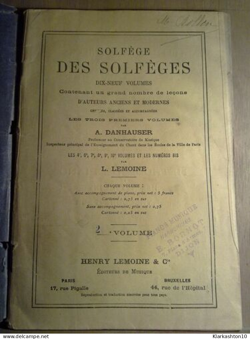 L Lemoine Solfège Des Solfèges 2ème Volume Cie - Partitions Musicales Anciennes