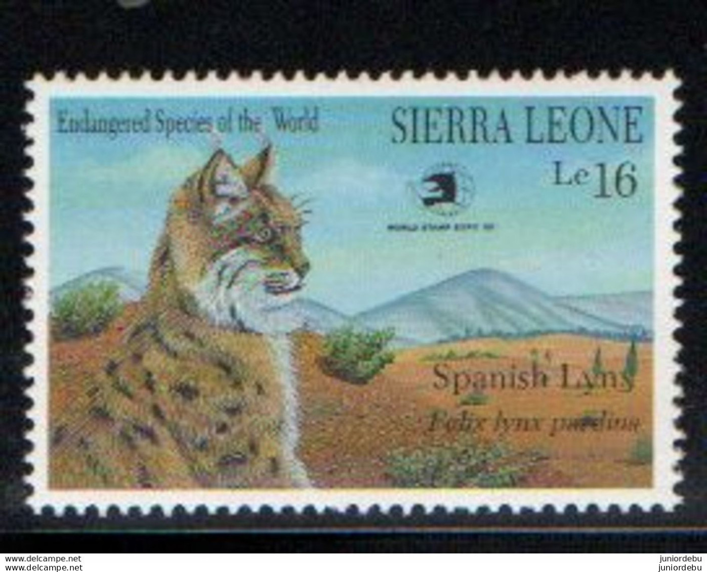 Sierre Leone  - 1989  -  "World Stamp Expo '89" - USA - Endangered Fauna ( Felix Lynx Pardina  ) MNH ( OL 18/02/2022 ) - Sierra Leone (1961-...)