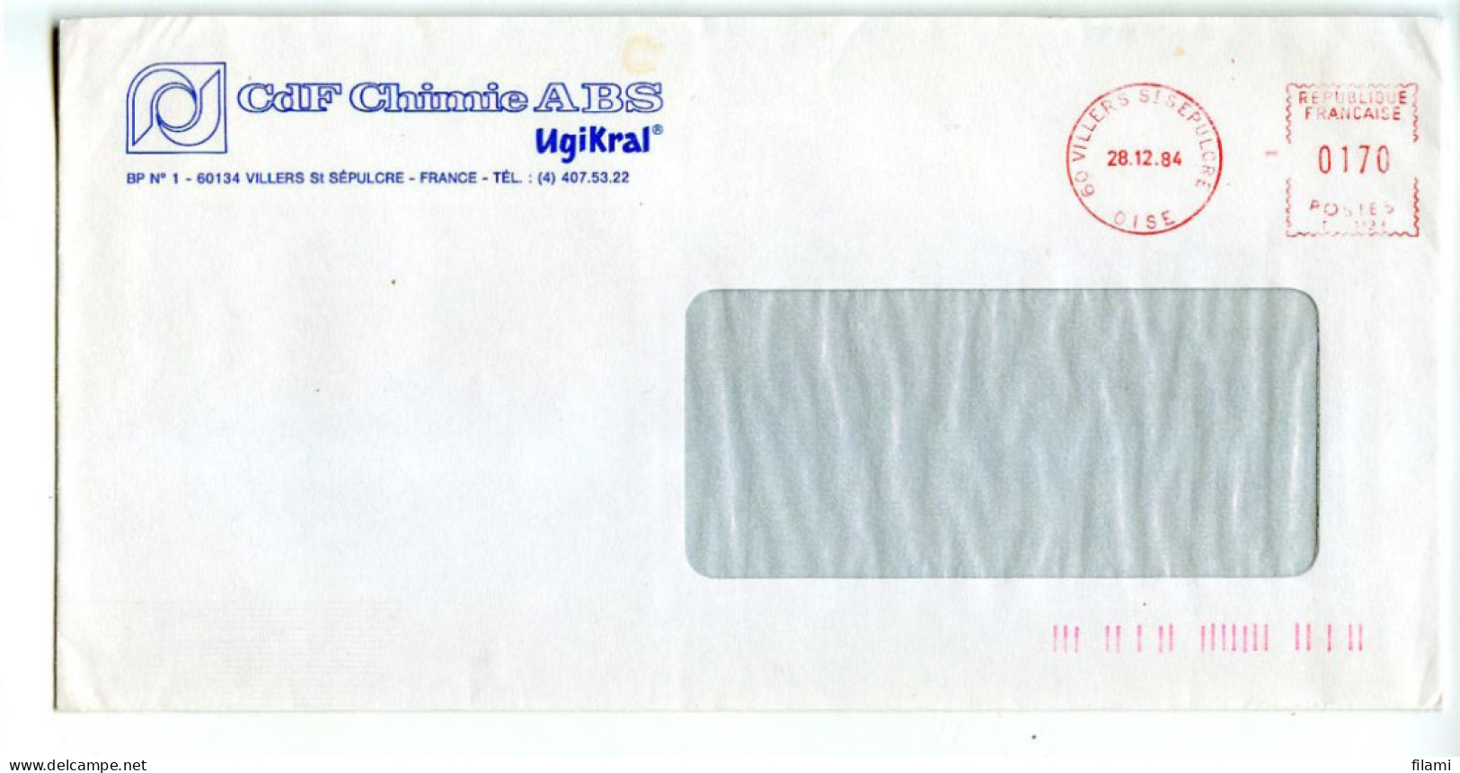 EMA Sur Lettre Chimie CDF Chimie Spécialités,ABS UgiKral Villers St Paul,Villers St Sépulcre - EMA (Empreintes Machines à Affranchir)