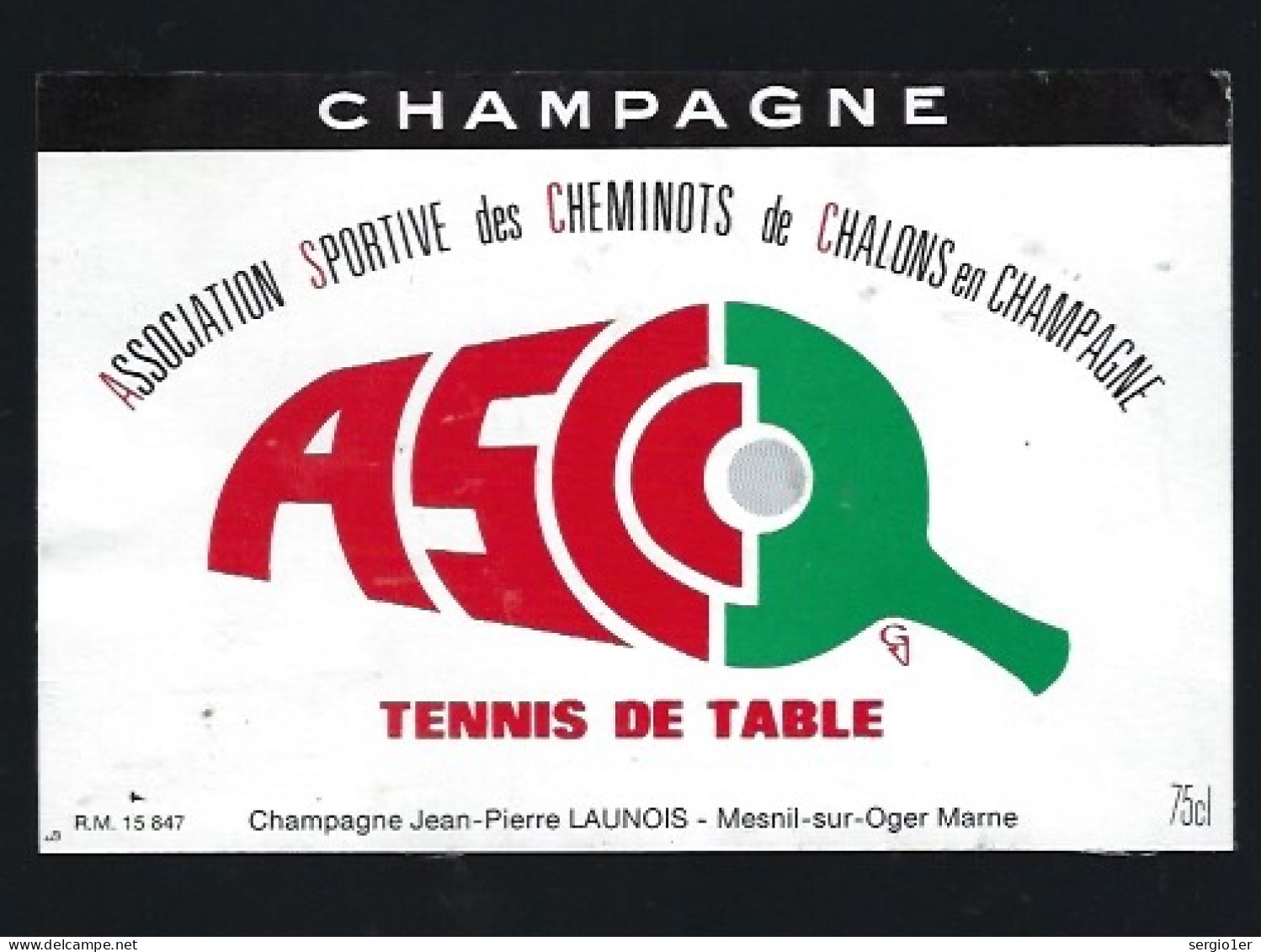 Etiquette Champagne ASCC Tennis De Table   J P Launois Mesnil Sur Oger Marne 51  "sport" - Champagne