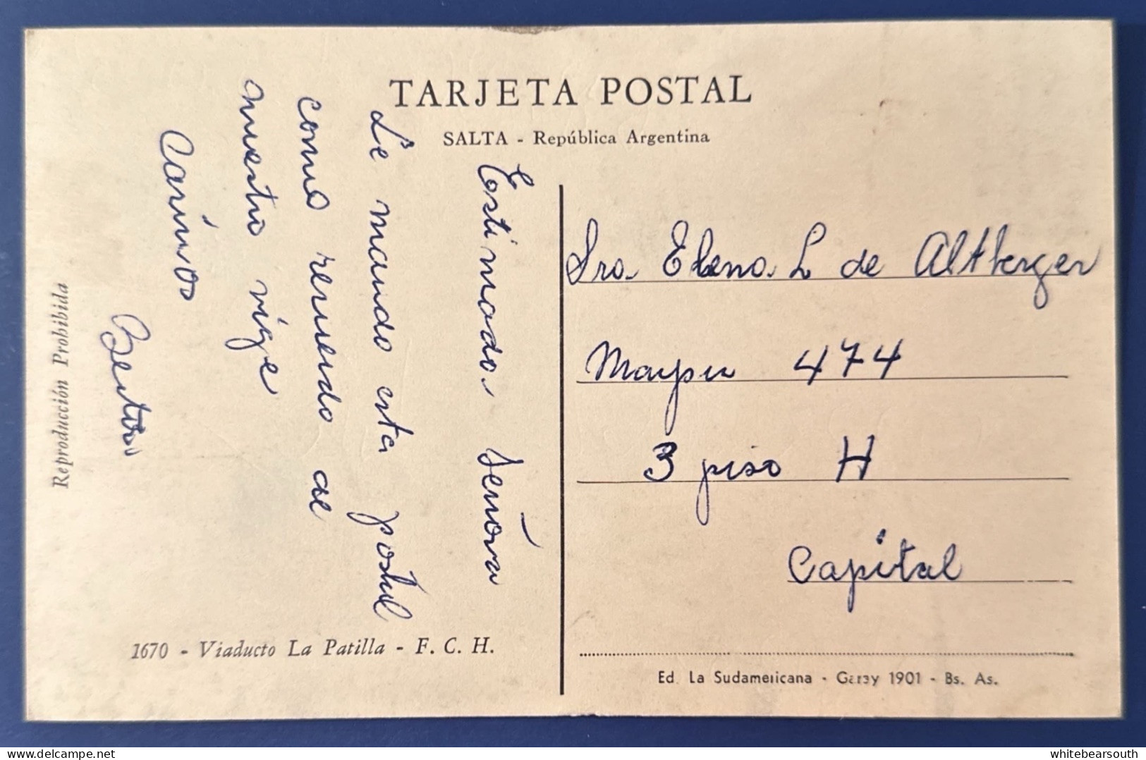 769 ARGENTINA SALTA VIADUCTO LA PATILLA RARE POSTCARD - Argentine