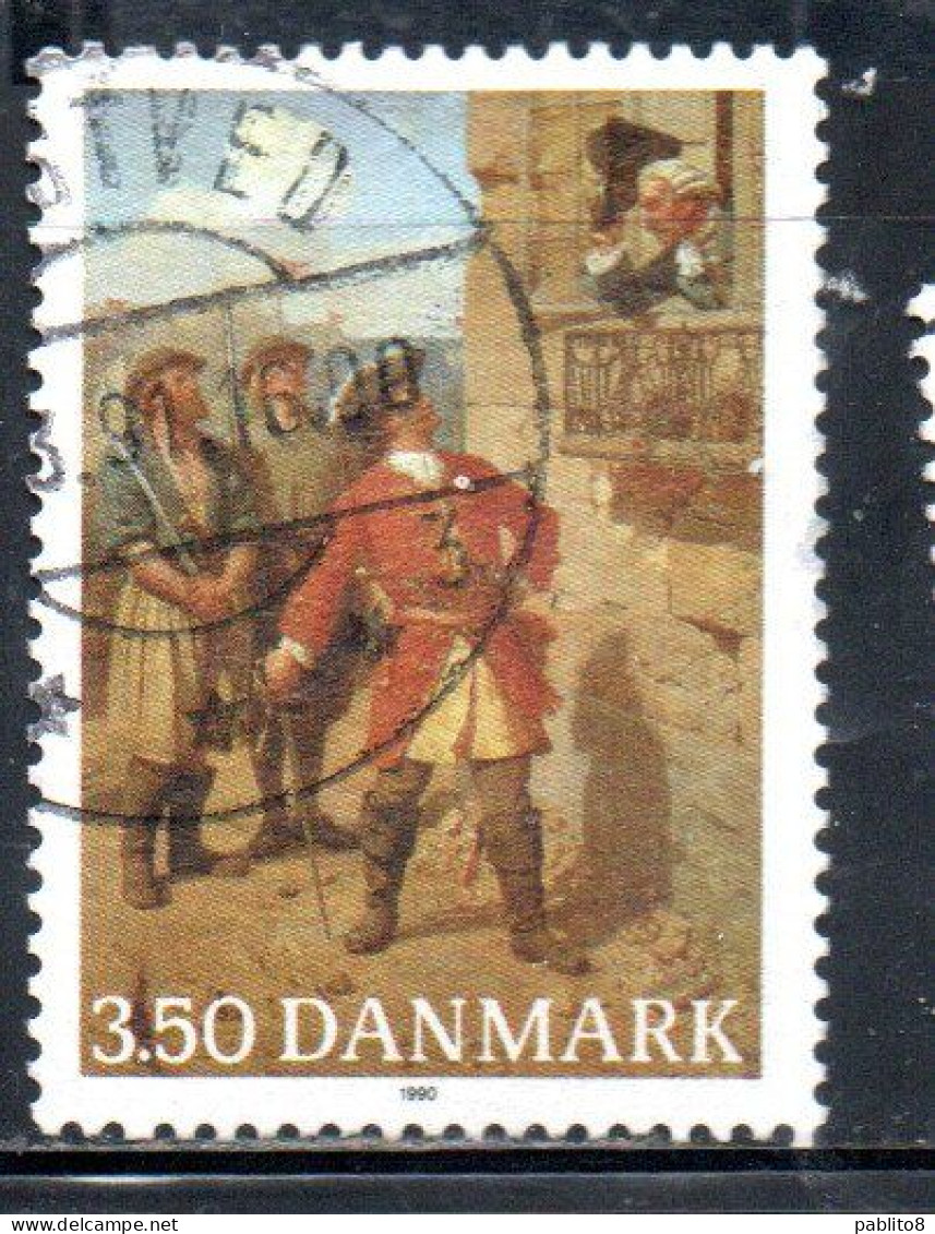 DANEMARK DANMARK DENMARK DANIMARCA 1990 TORDENSKIOLD ADMIRAL PETER WESSEL 3.50k USED USATO OBLITERE' - Used Stamps