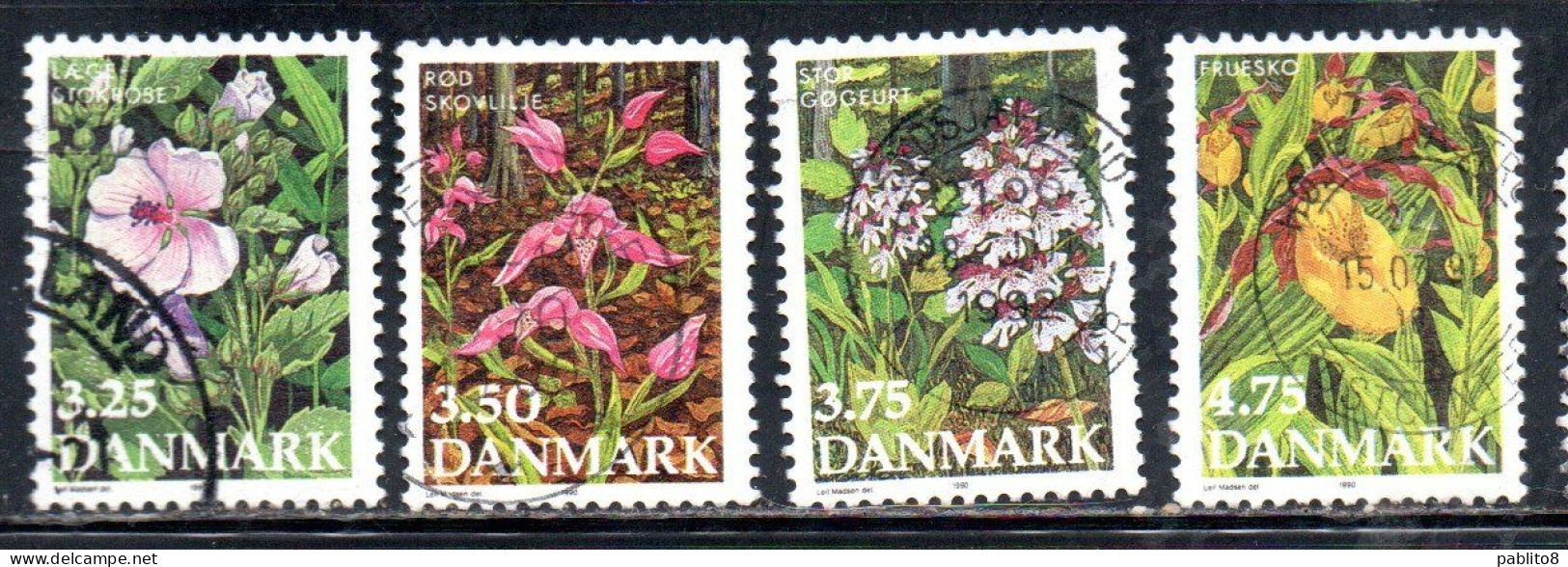 DANEMARK DANMARK DENMARK DANIMARCA 1990 FLORA ENDANGERED PLANT SPECIES COMPLETE SET SERIE USED USATO OBLITERE' - Oblitérés