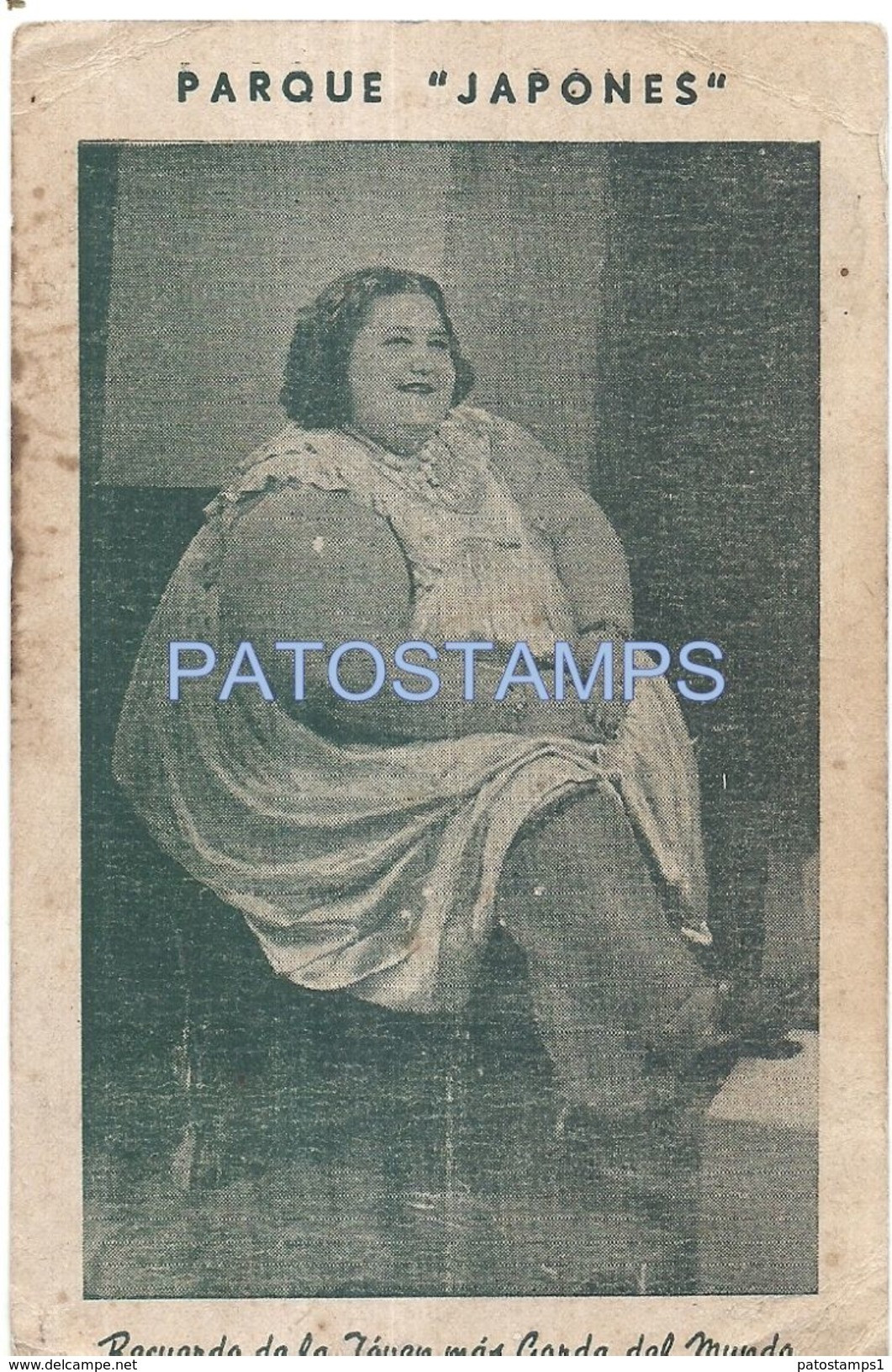 74174 ARGENTINA BUENOS AIRES RETIRO PARQUE JAPONES JOVEN MAS GORDA DEL MUNDO SPOTTED NO POSTAL POSTCARD - Argentine