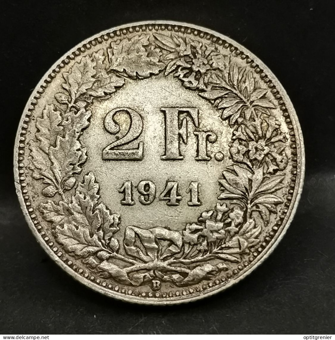 2 FRANCS ARGENT 1941 B BERNE HELVETIA DEBOUT SUISSE / SWITZERLAND SILVER - 1 Franc