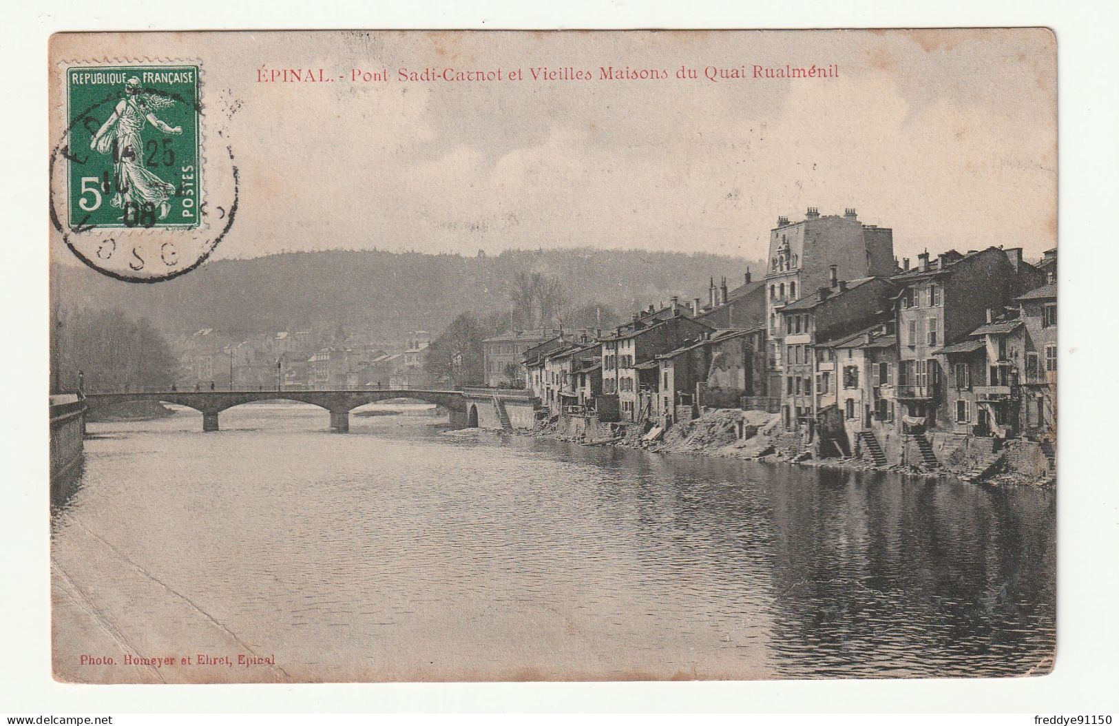 88 . EPINAL . Pont Sadi Carnot Et Vieilles Maisons Du Quai Rualménil  1908 - Epinal