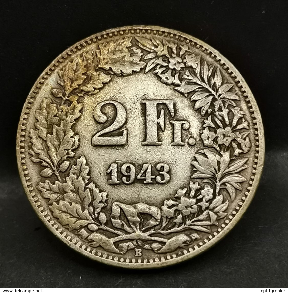 2 FRANCS ARGENT 1943 B BERNE HELVETIA DEBOUT SUISSE / SWITZERLAND SILVER - 1 Franc