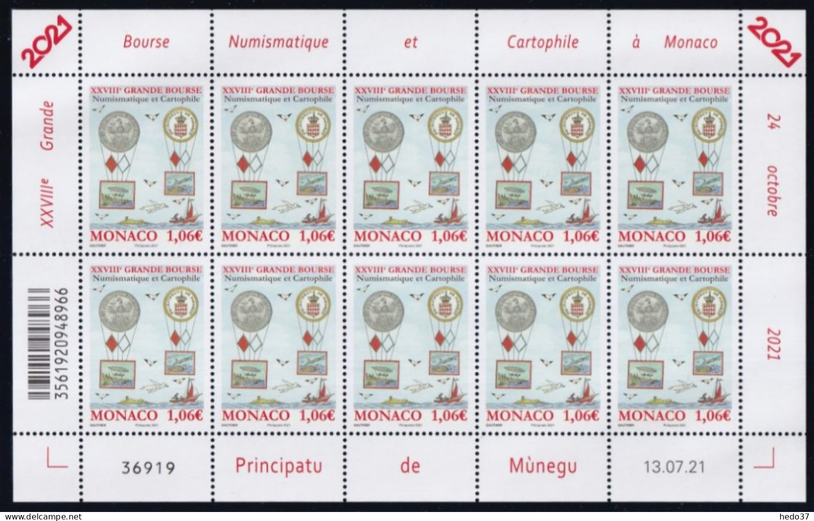 Monaco N°3298 - Feuille Entière - Neuf ** Sans Charnière - TB - Neufs