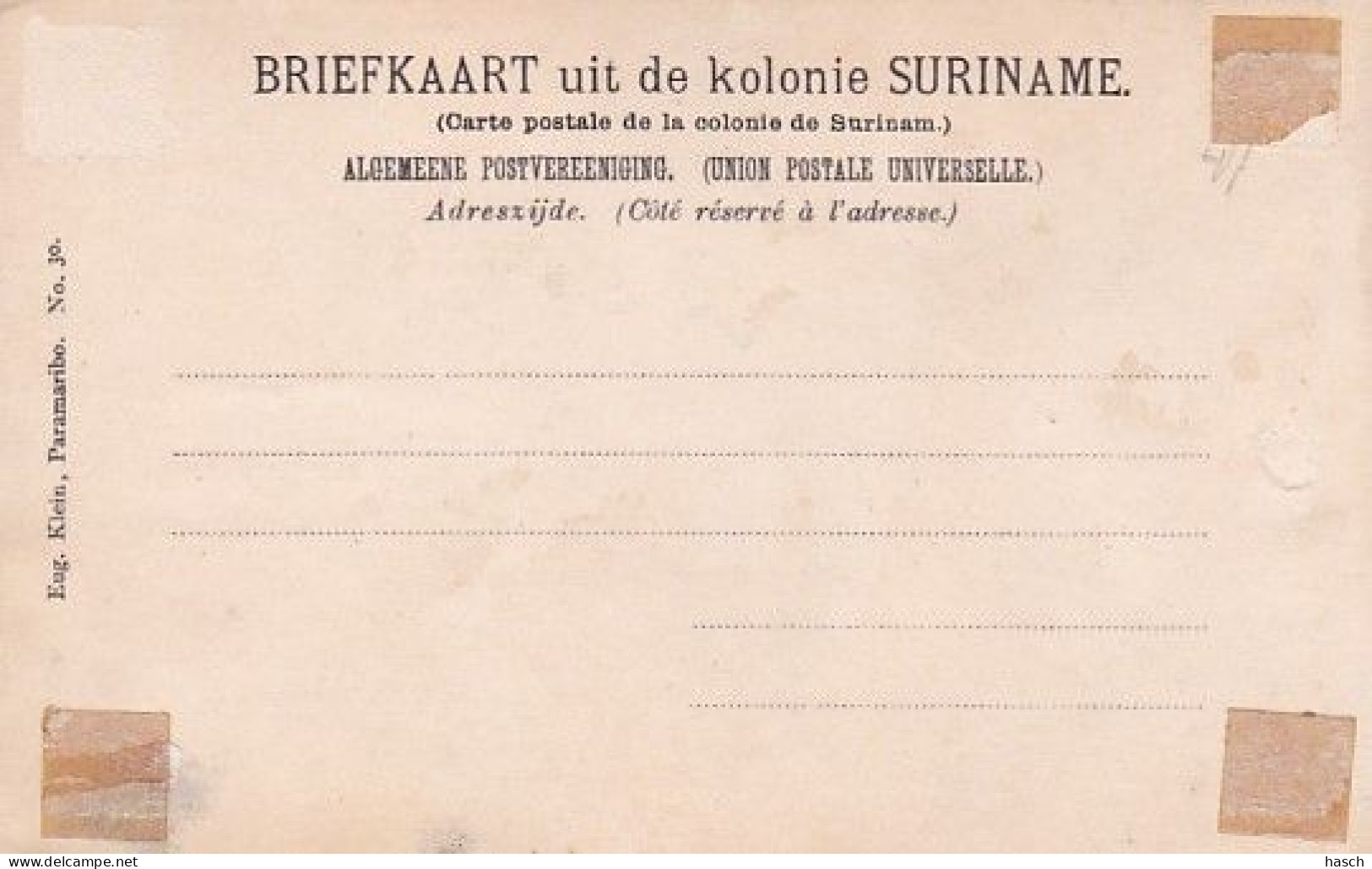 1909	12	Paramaribo, Het Militair Hospitaal (zie Achterkant) - Suriname