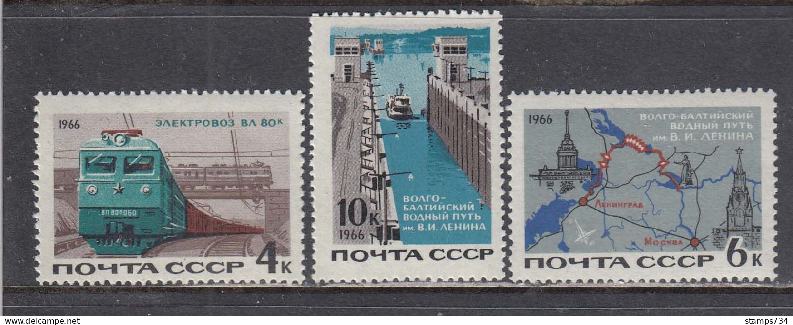 USSR 1966 - Progress In Transportation, Mi-Nr. 3253/55, MNH** - Unused Stamps