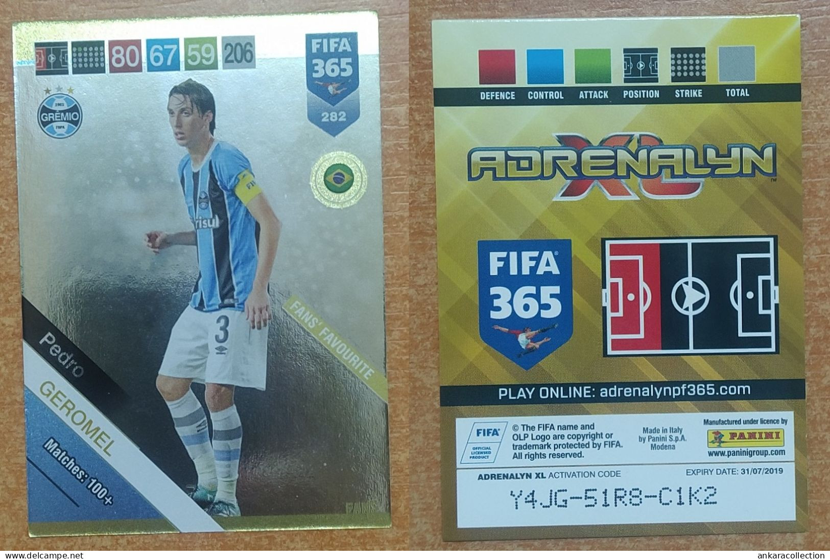 AC - 282 PEDRO GEROMEL  GREMIO  FANS FAVOURITE  PANINI FIFA 365 2019 ADRENALYN TRADING CARD - Trading-Karten