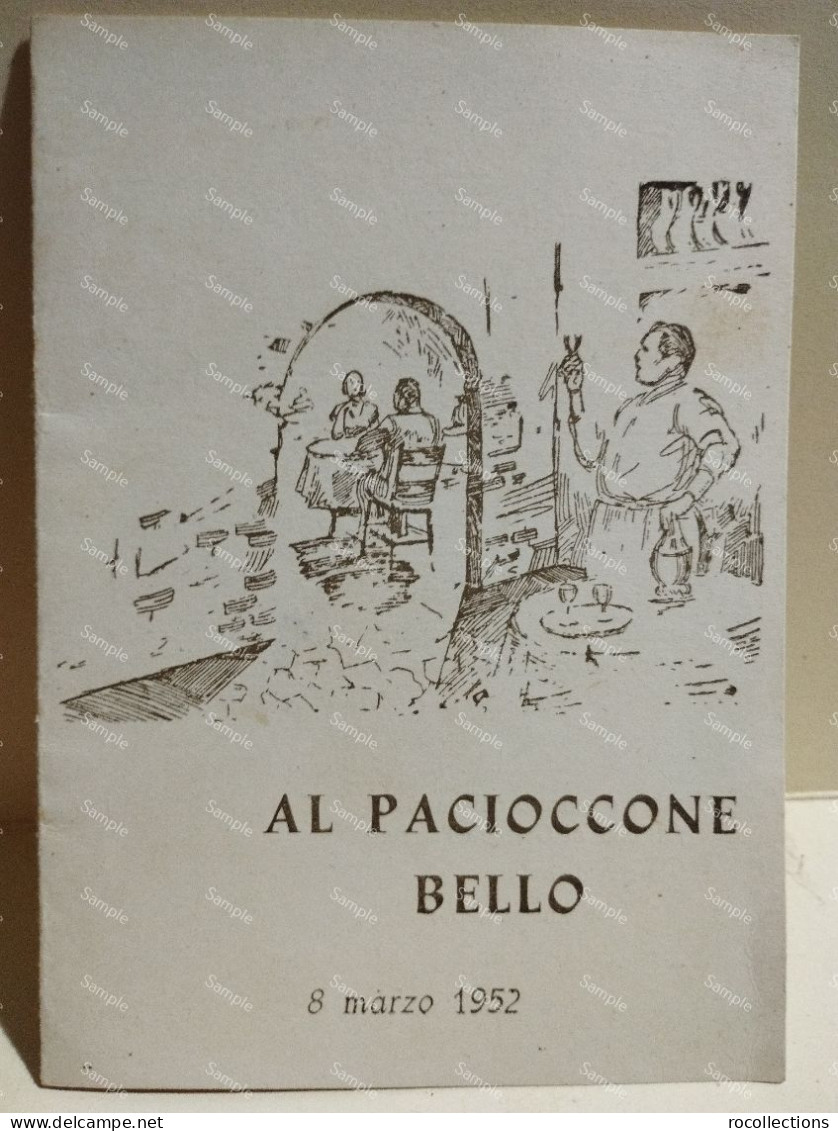 Italia Roma Menu Trattoria O Ristorante AL PACIOCCONE BELLO 8 Marzo 1952. Gianicolense? - Menus