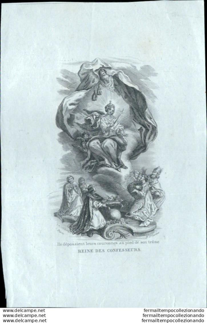 Bn11 Antico Santino Incisione Madonna Reine Des Confesseurs   1800 - Images Religieuses