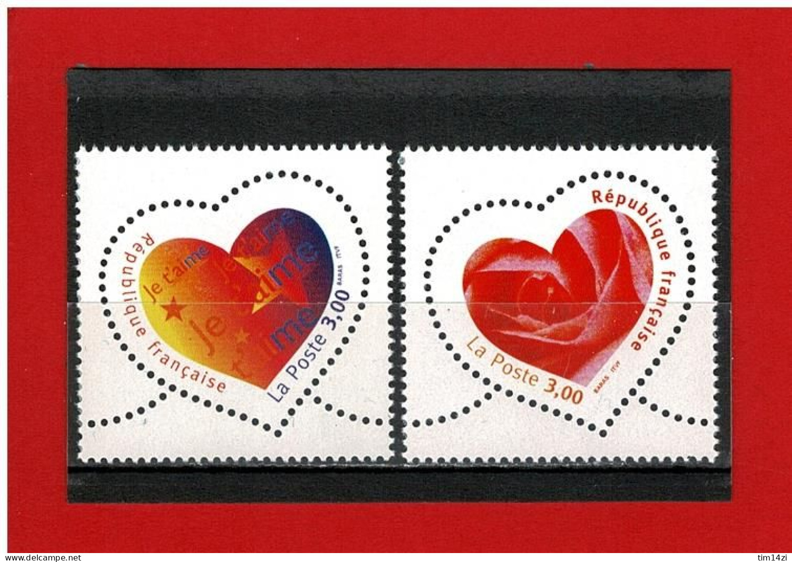 1999 - N° 3218 & 3219 - NEUFS** - Saint Valentin - COEUR JE T'AIME - COEUR ROSE -   COTE Y & T : 3.20 Euros - Ongebruikt