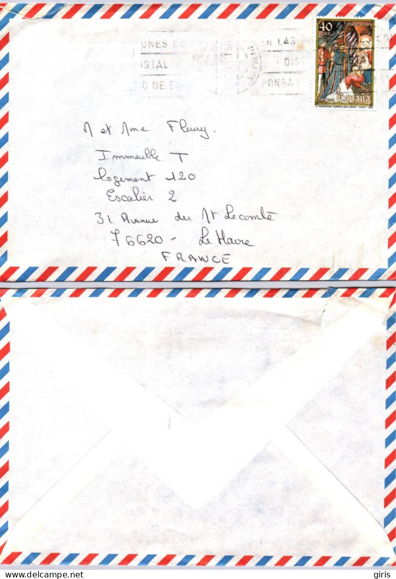 Espagne - Lettre - Obl Las Palmas - Pour Le Havre France - Other & Unclassified